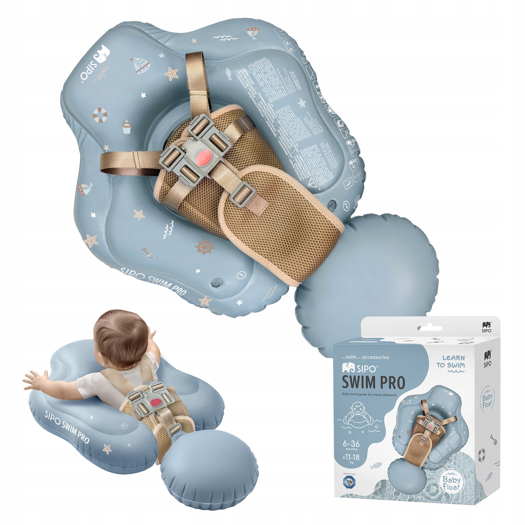 SIPO SWIM PRO INFLATABLE SWIMMING WHEEL FOR CHILDREN AND BABIES BLUE