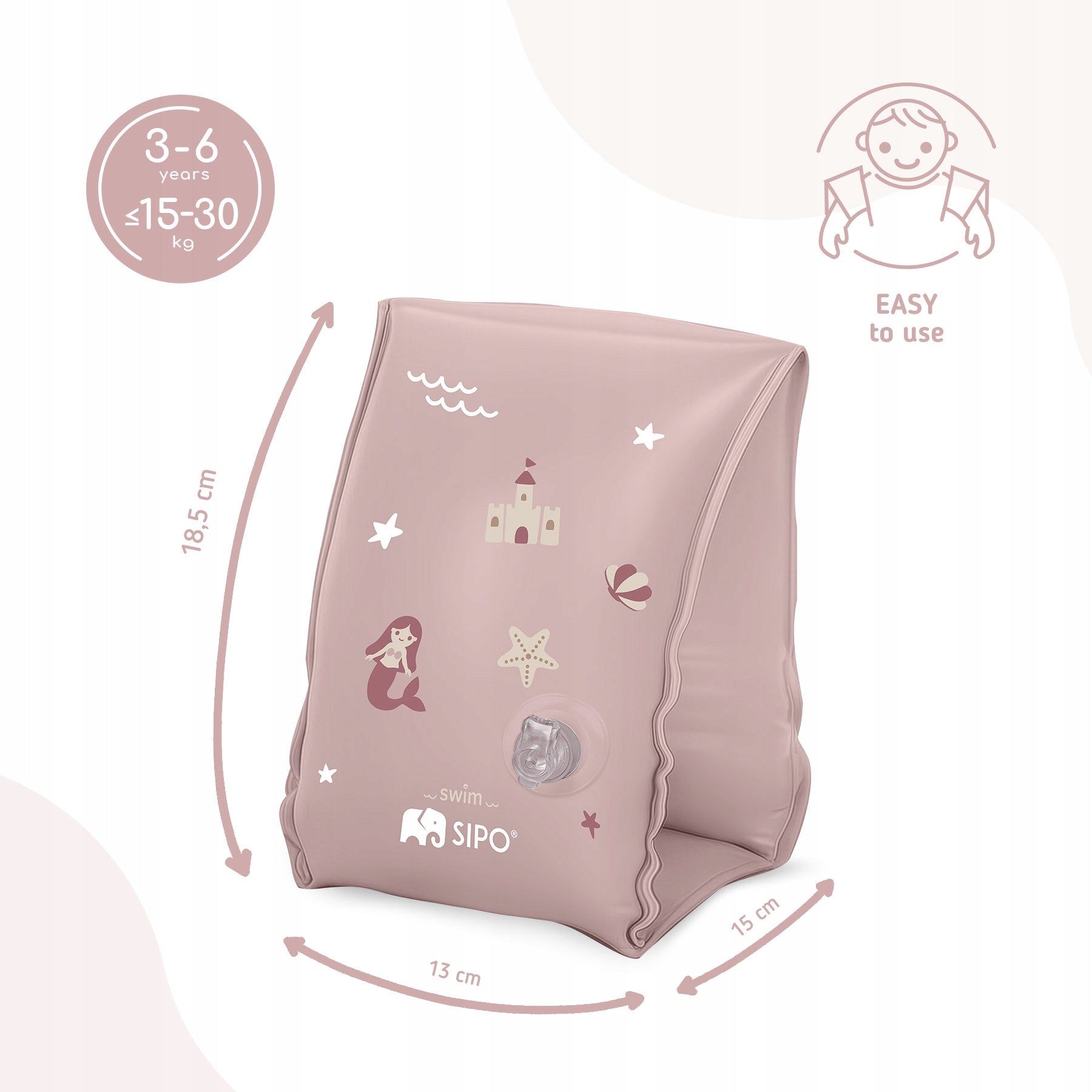 SIPO SWIMMING LESSONS SLEEVES FOR CHILDREN PUMPED 3-6 YEARS PINK Manufacturer code SWM301AF