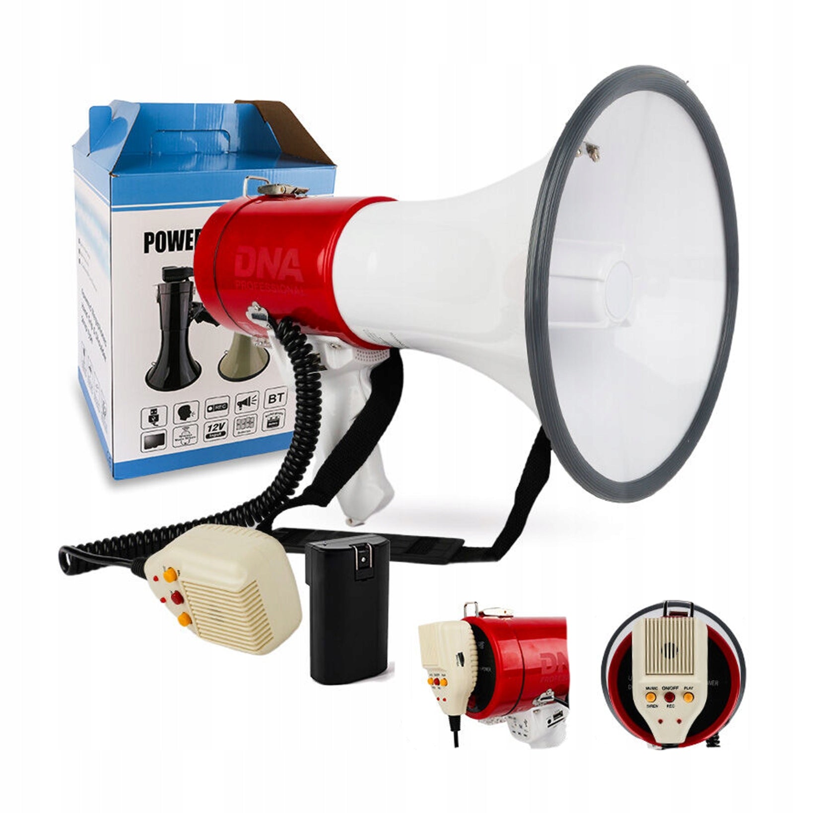 SIREN MEGAPHONE BARKER VOICE AMPLIFIER BLUETOOTH 50W USB AUX MICRO SD