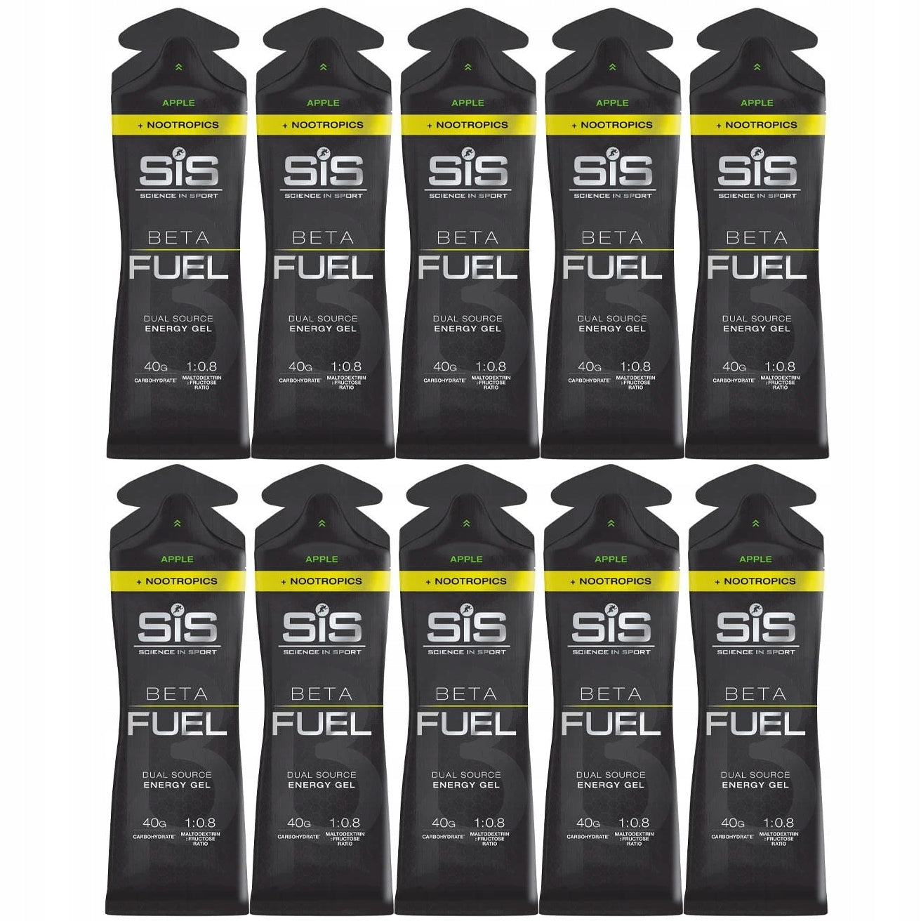 SIS ENERGY GEL 10x60ml NOOTROPICS ENERGY GEL Caffeine Taurine+ | Apple