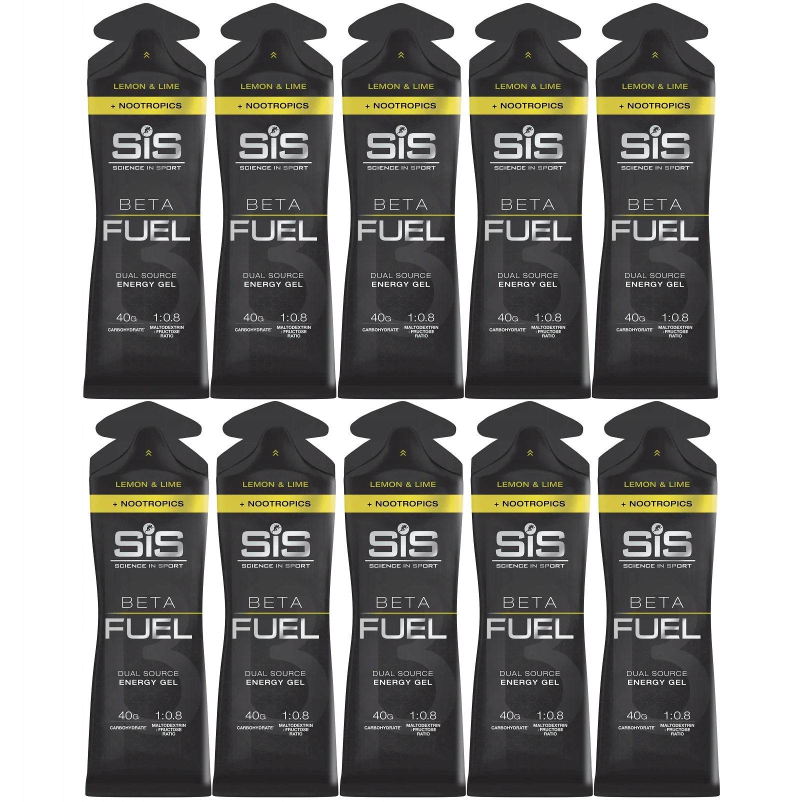 SIS GEL BETA FUEL NOOTROPICS+ Caffeine ENERGY GEL 10x60ml | Lemon&Lime