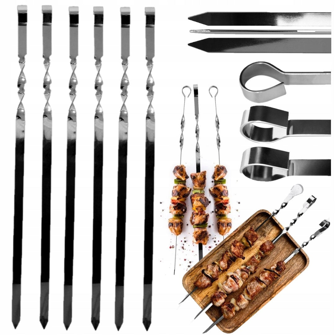 SKEWERS SHAMPOOS FOR SKEWERS MEAT FOR GRILL 6PCS 60cm +COVER Packaging status original
