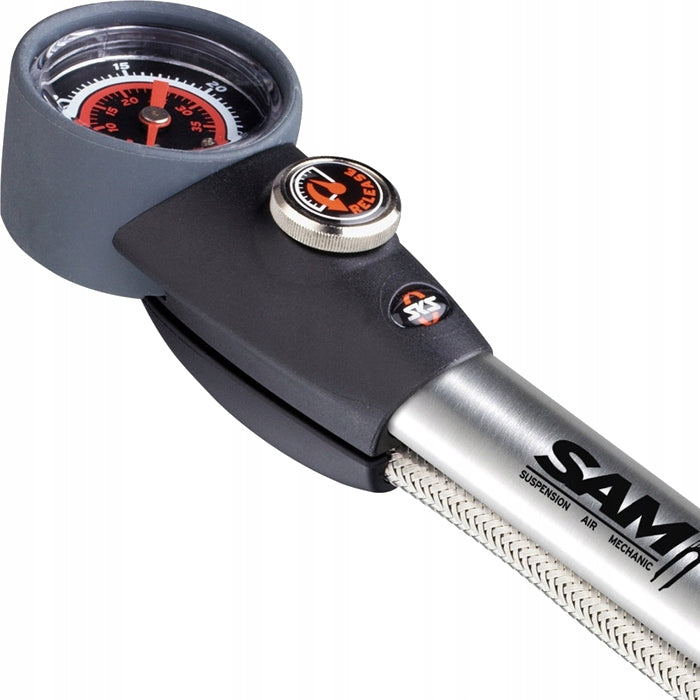 SKS SAM Shock Absorber Pump 22 bar Pressure Gauge Black 270 mm Color gray