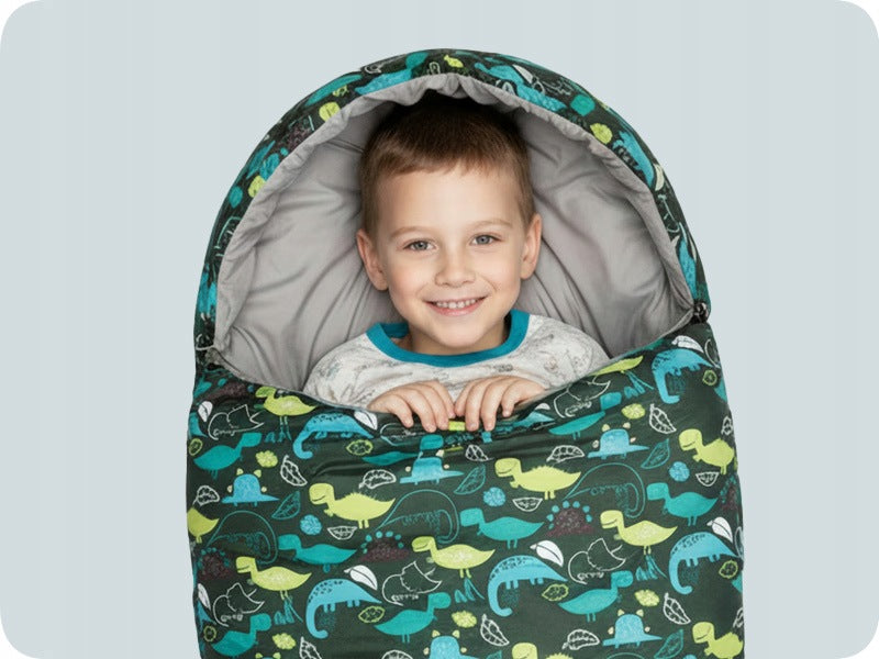 SLEEPING BAG FOR CHILDREN WITH BACKPACK METEOR mummy YMER DINO (130+30)x60/40cm Manufacturer code 81156