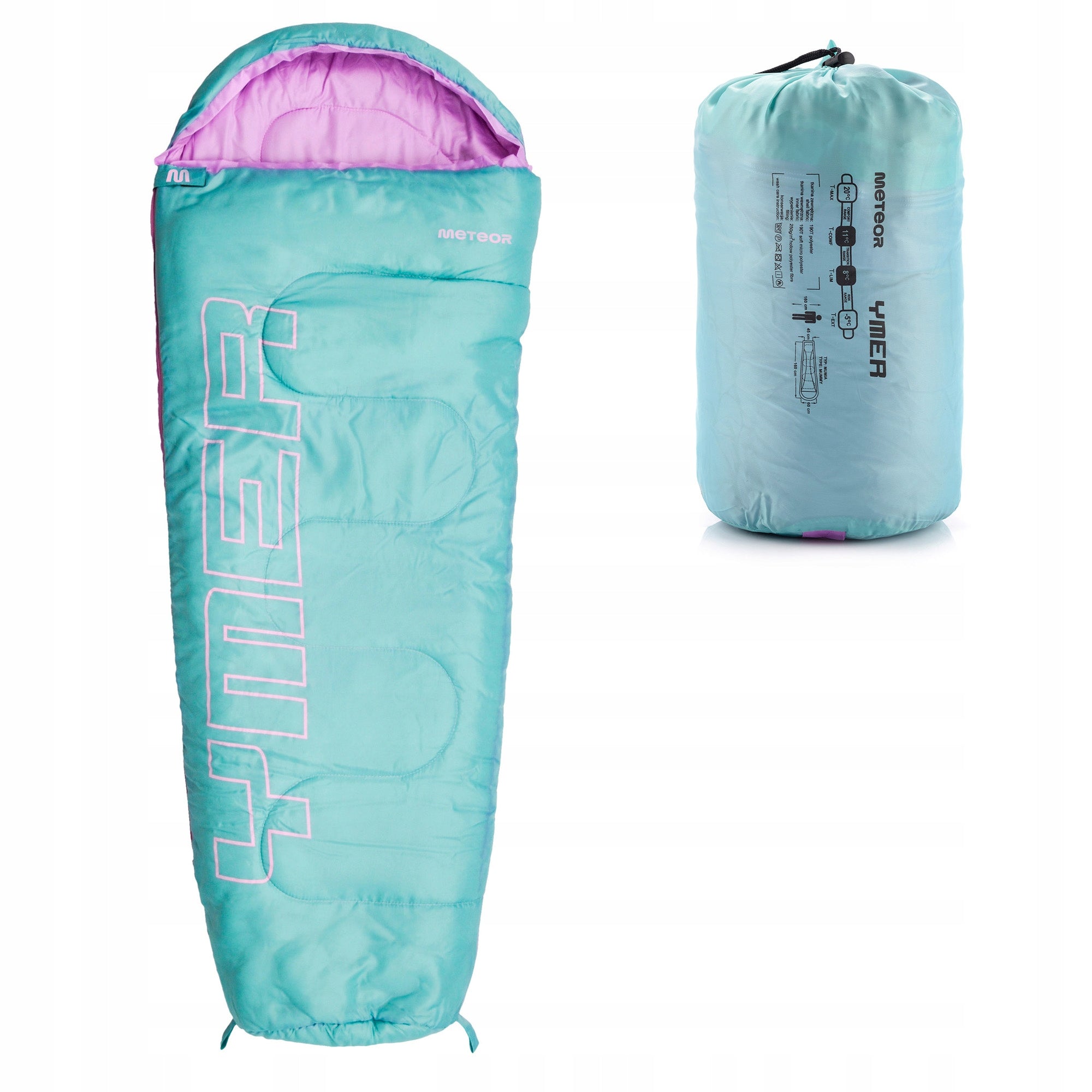 SLEEPING BAG FOR CHILDREN WITH COVER METEOR mummy YMER (130+30)x60/40 compact