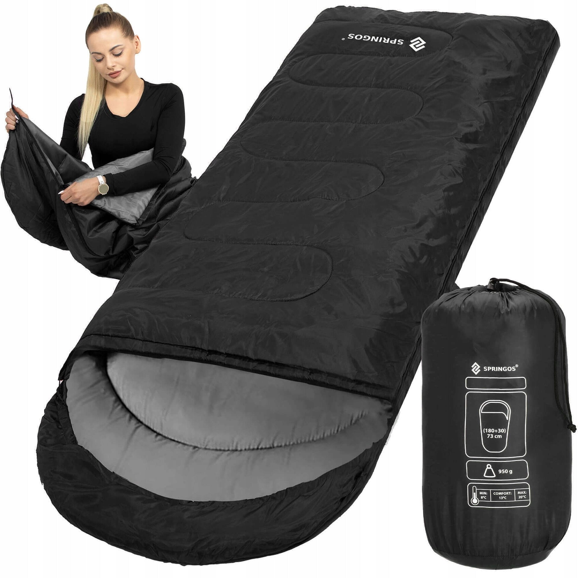 SLEEPING BAG MUMMY HIKING LIGHT WARM QUILT HOOD 2in1 COVER 210x75 CM