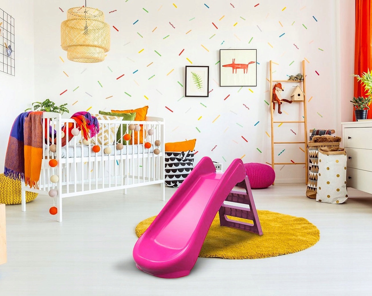 SLIDE FOR CHILDREN 130 cm FOLDING LARGE PINK GARDEN SLIDE PINK Manufacturer code M718 pink