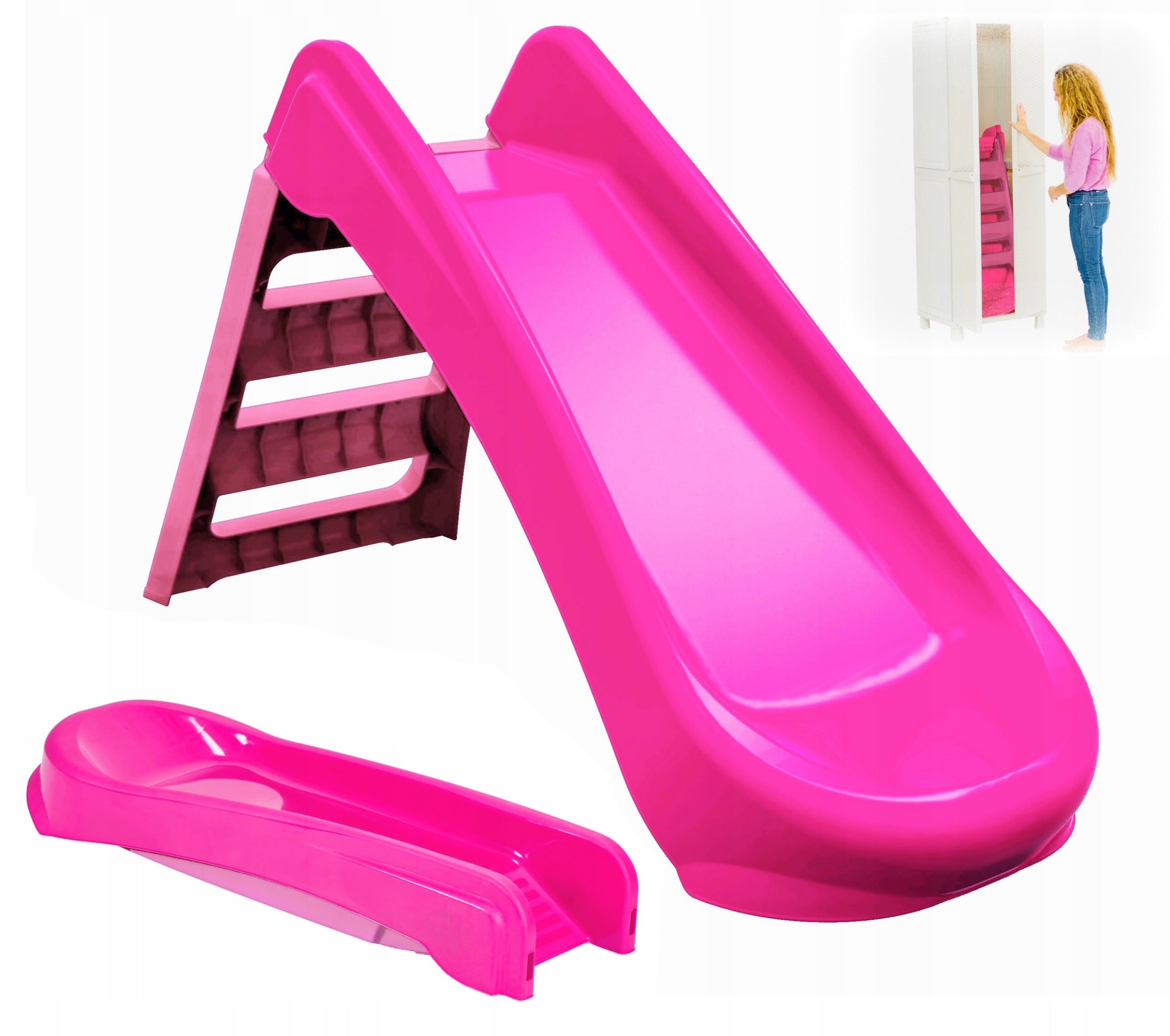 SLIDE FOR CHILDREN 130 cm FOLDING LARGE PINK GARDEN SLIDE PINK