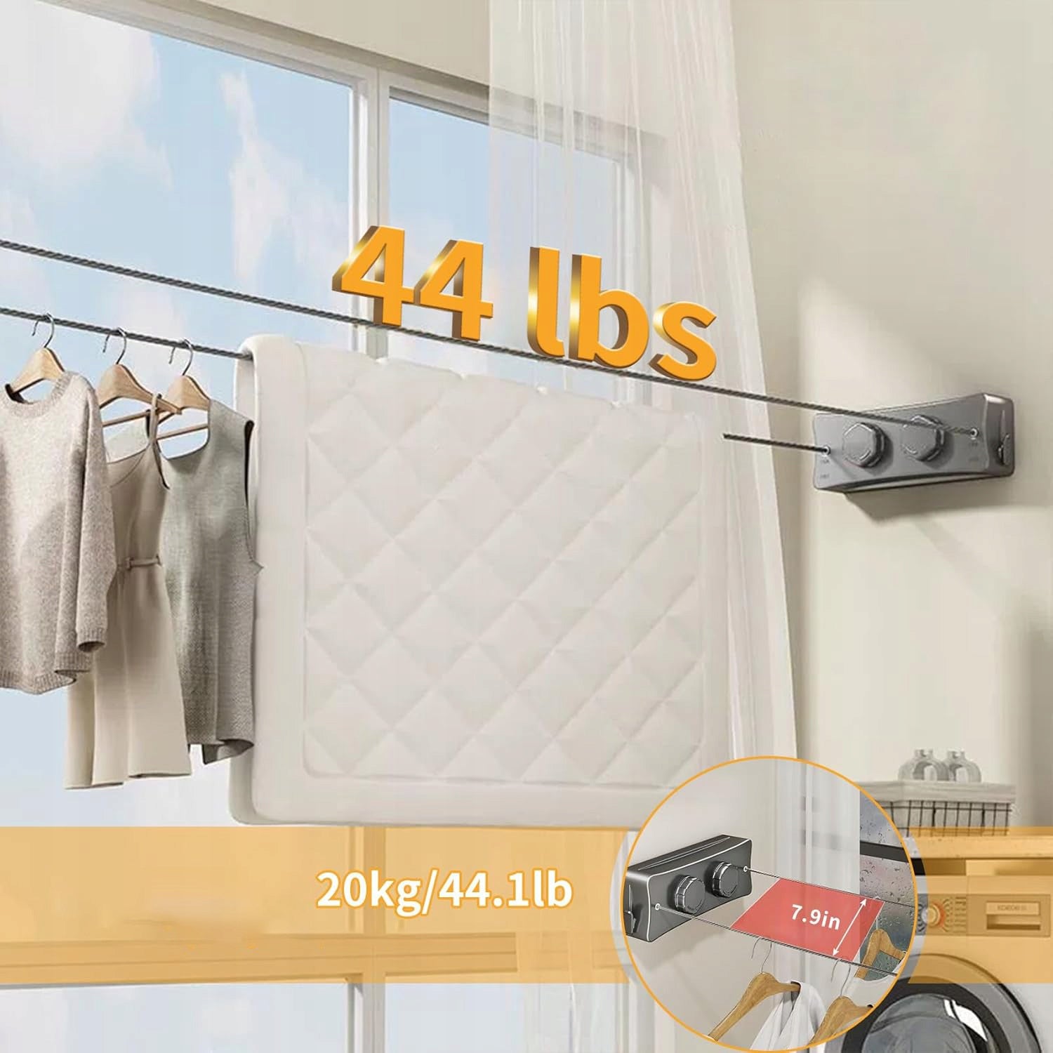 SLIDING UNDERWEAR CORD ADJUSTABLE 5.1M FOR BALCONY BATHROOM Brand Bedee