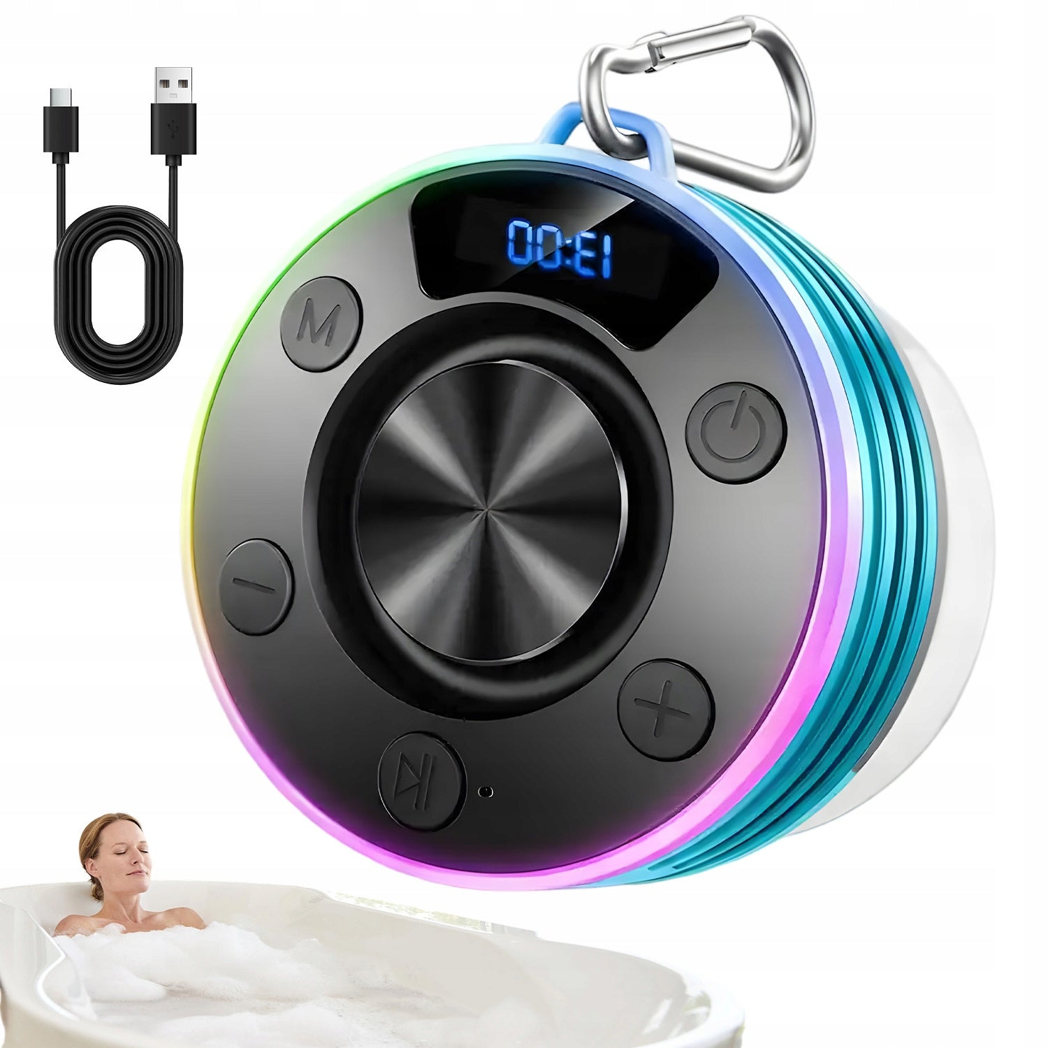 SMALL BLUETOOTH SPEAKER PORTABLE BACKLIGHT RGB IPX7 WITH SYMPHONY