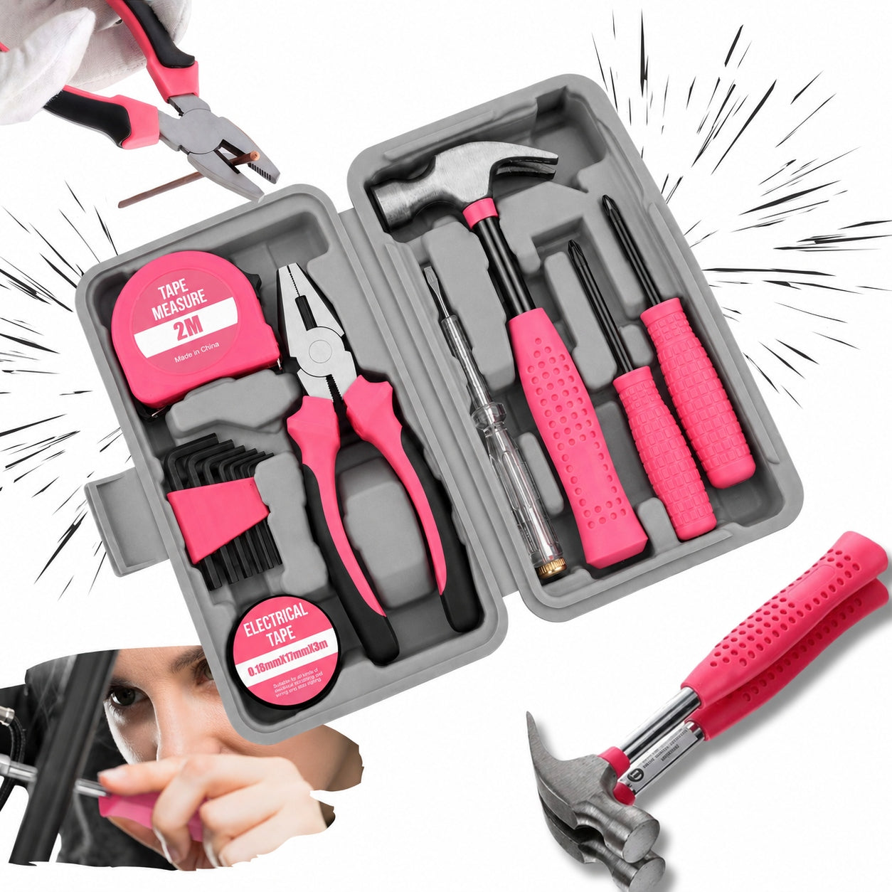 SMALL SET OF HAND TOOLS FOR REPAIRING SUITCASE FOR WOMEN 14 EL. KEYS