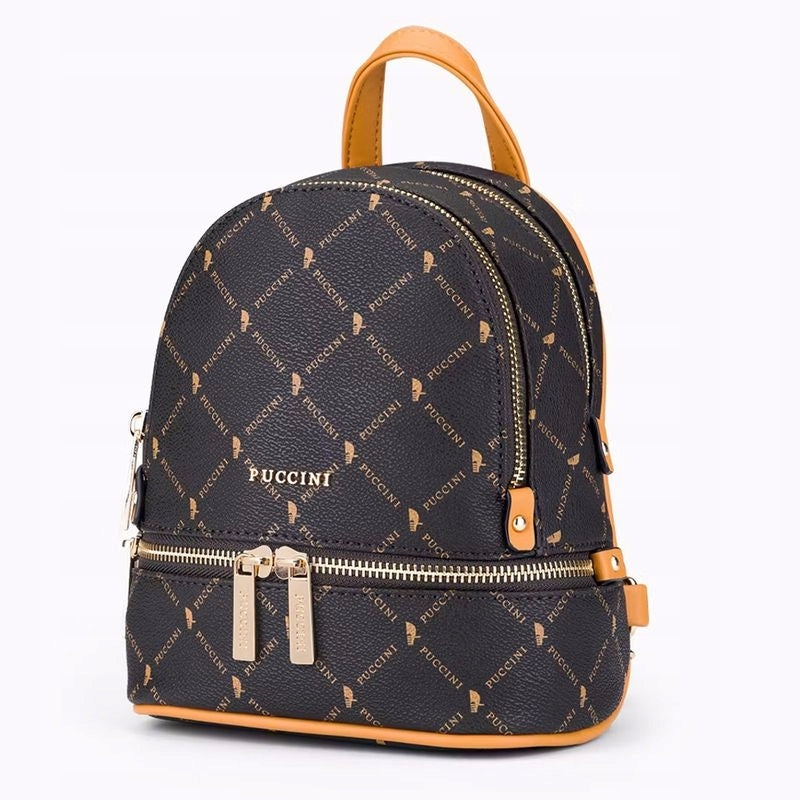 SMALL WOMEN'S BACKPACK PUCCINI WITH MONOGRAM BLXP0043P-2 BROWN Brand PUCCINI