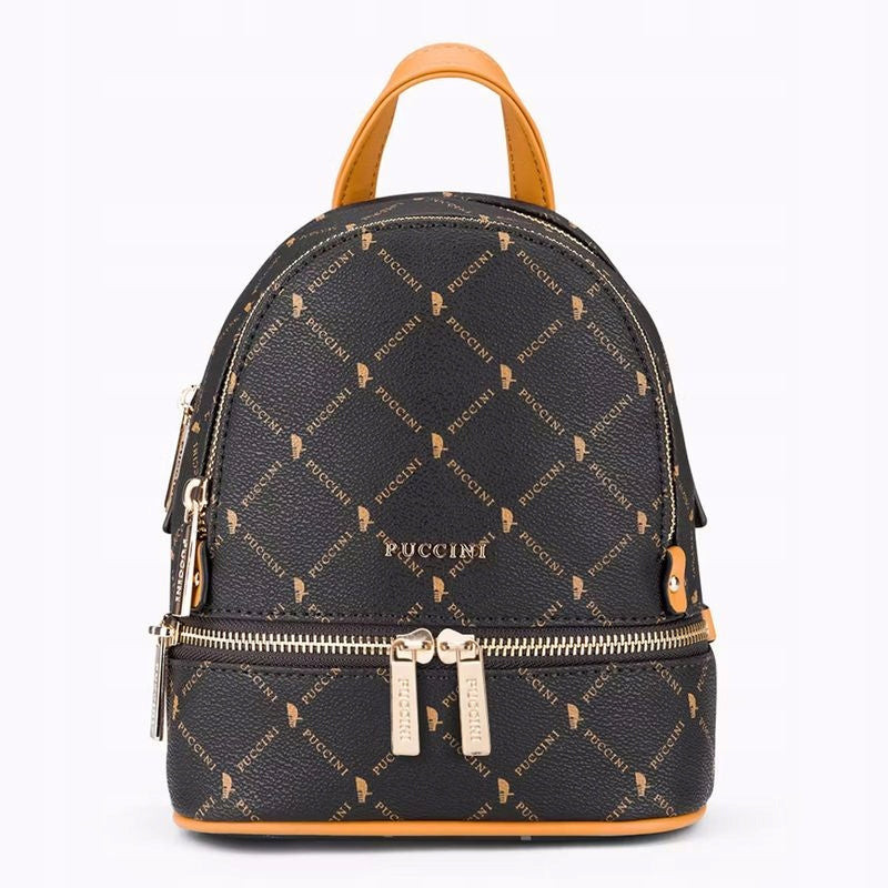 SMALL WOMEN'S BACKPACK PUCCINI WITH MONOGRAM BLXP0043P-2 BROWN