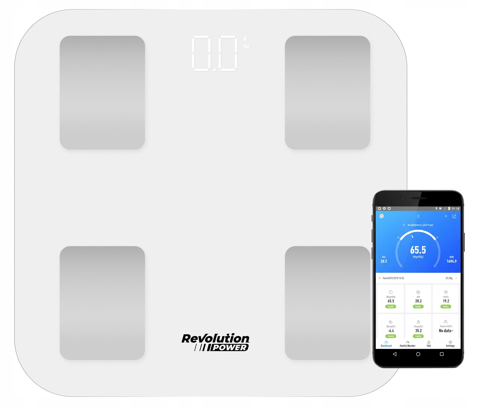 SMART ANALYTICAL BATHROOM SCALE - APPLICATION in Polish WHITE SLIM