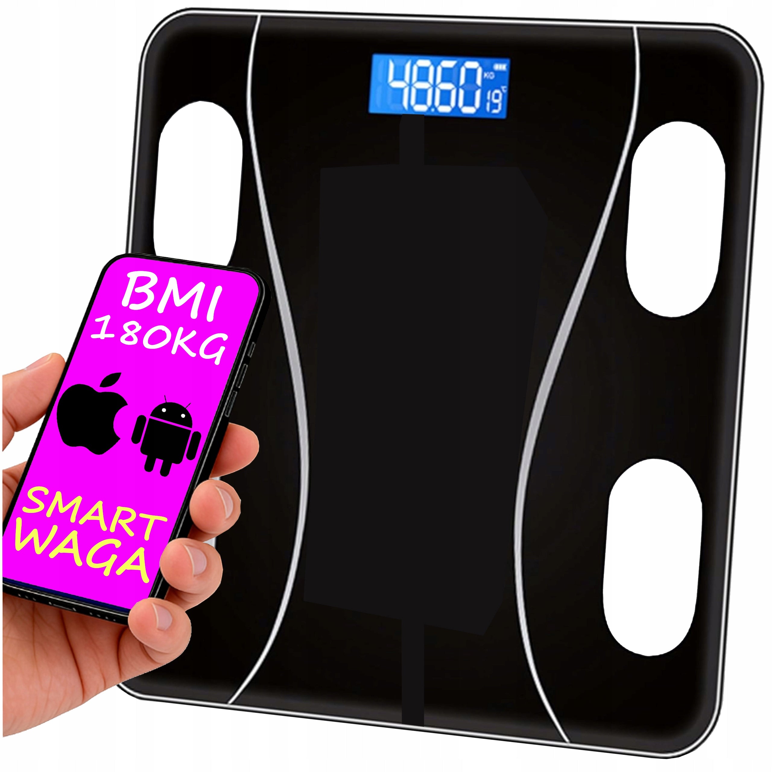 SMART BATHROOM SCALE ANALYTICAL 180KG BLUETOOTH BMI LCD APP PRO