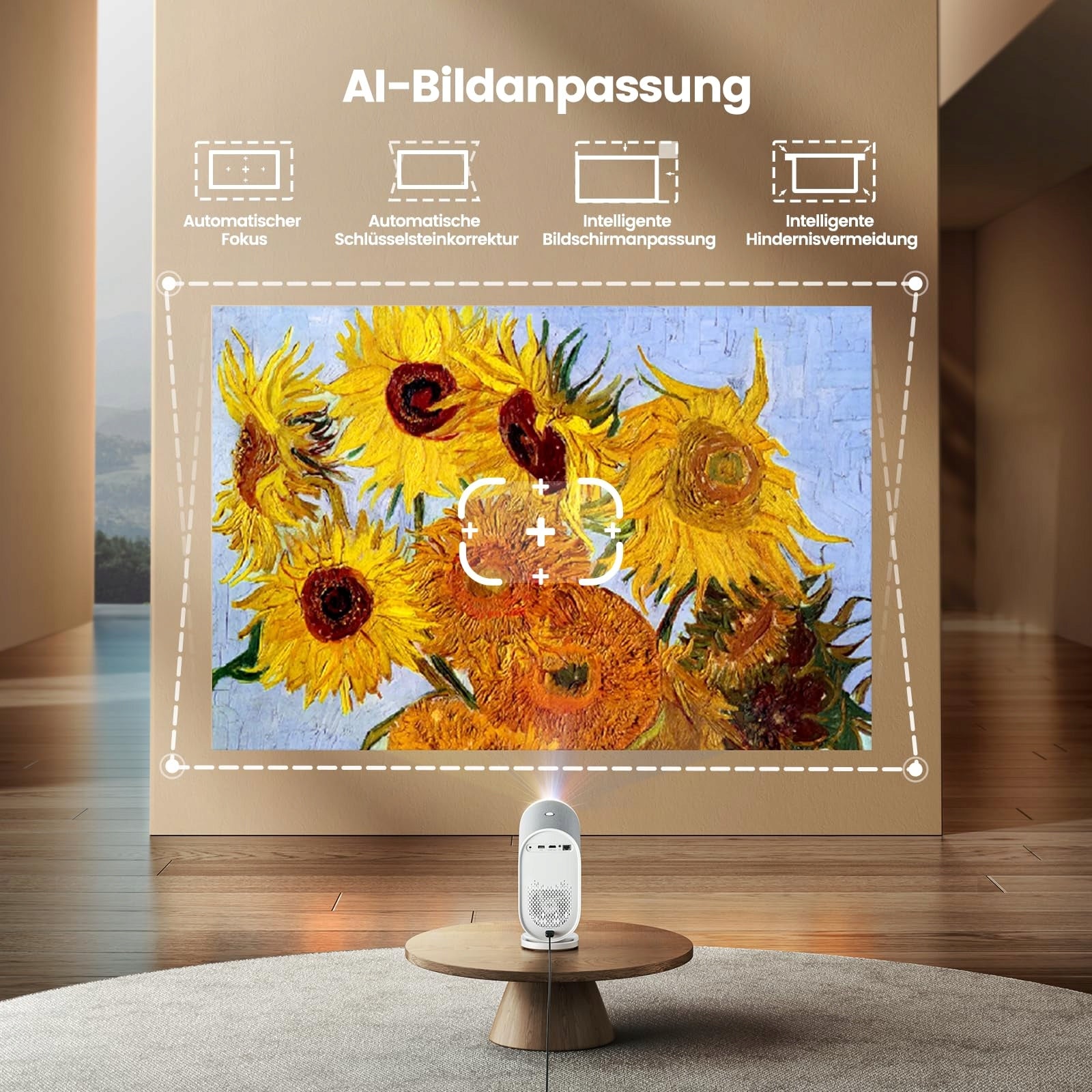 SMART BEAMER Projector Full HD 1080P WiFi6 Bluetooth Home Theater Packaging status original