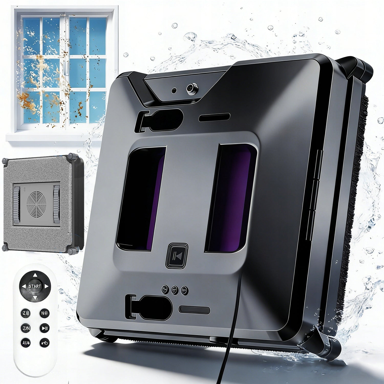 SMART ROBOT WINDOW CLEANER DOUBLE WATER TANK 72W 3000PA