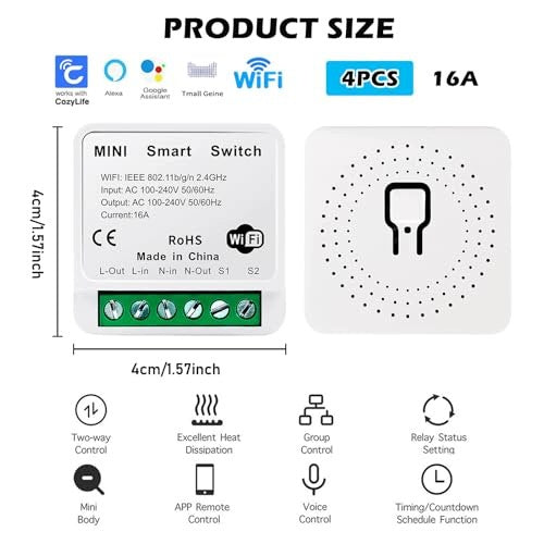 SMART SWITCH WIFI LIGHTS 4 PIECES SMART HOME STEEL SET Manufacturer code Producent niezależny