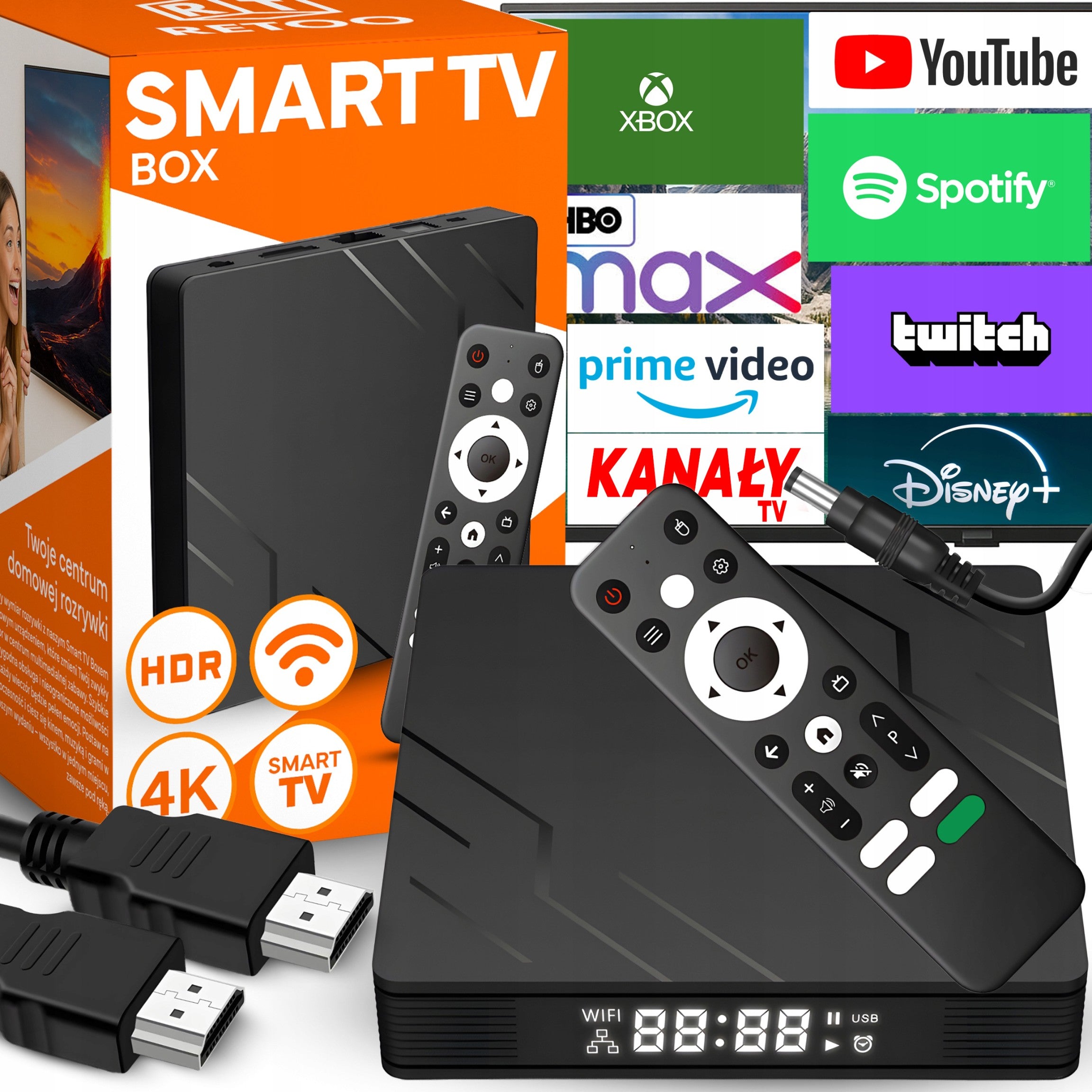SMART TV BOX 3D ANDROID 13 WIFI BLUETOOTH PLAYER 4K + REMOTE HDMI CABLE