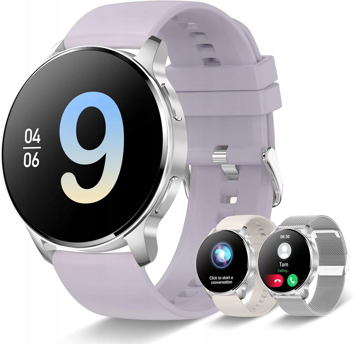 SMARTWATCH 1,32" HD iOS Android Bluetooth HEART RATE MONITOR PEDOMETER 3 STRIPS