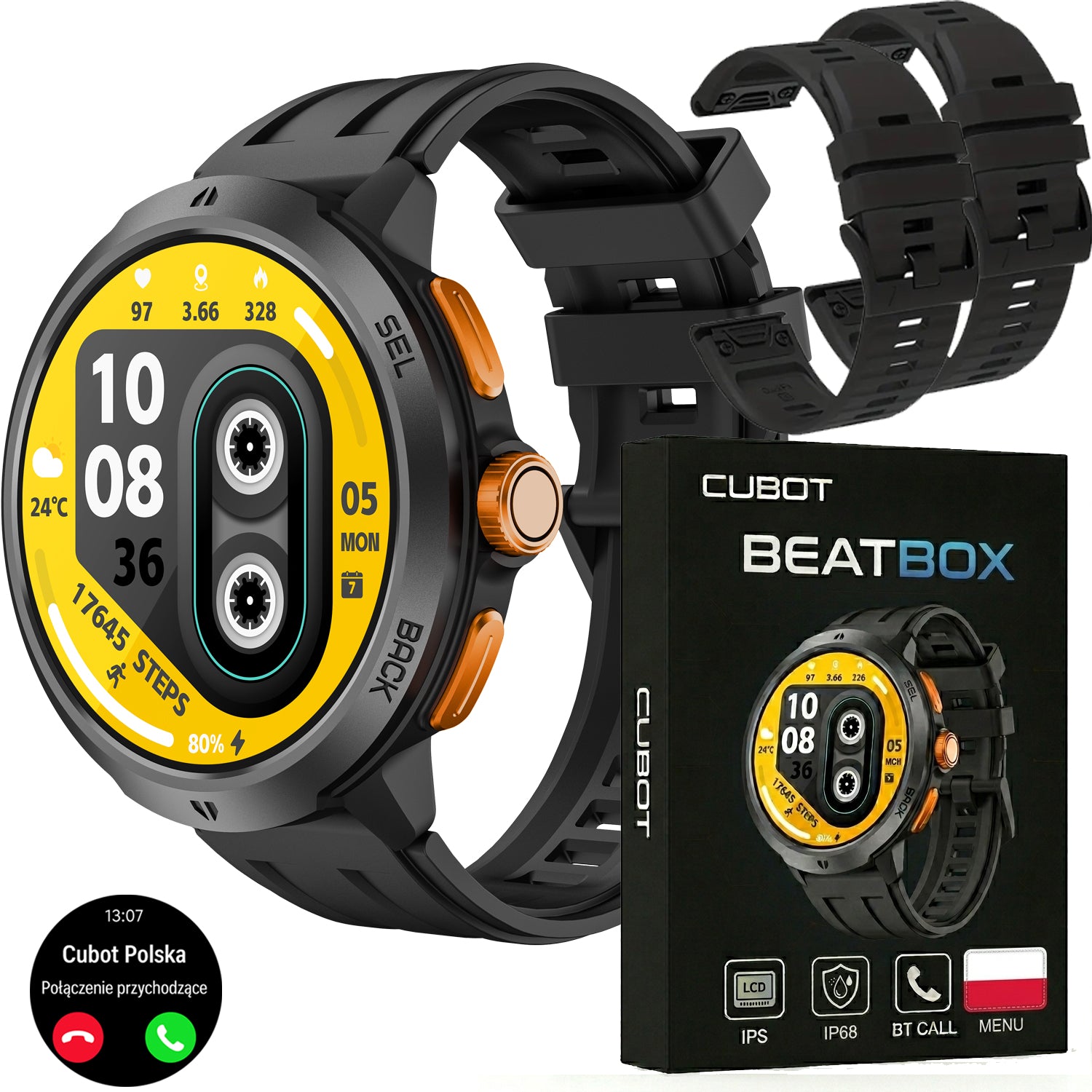 SMARTWATCH BEATBOX MEN'S WATCH WATERPROOF IP68 MENU PL SPORTS CALLS