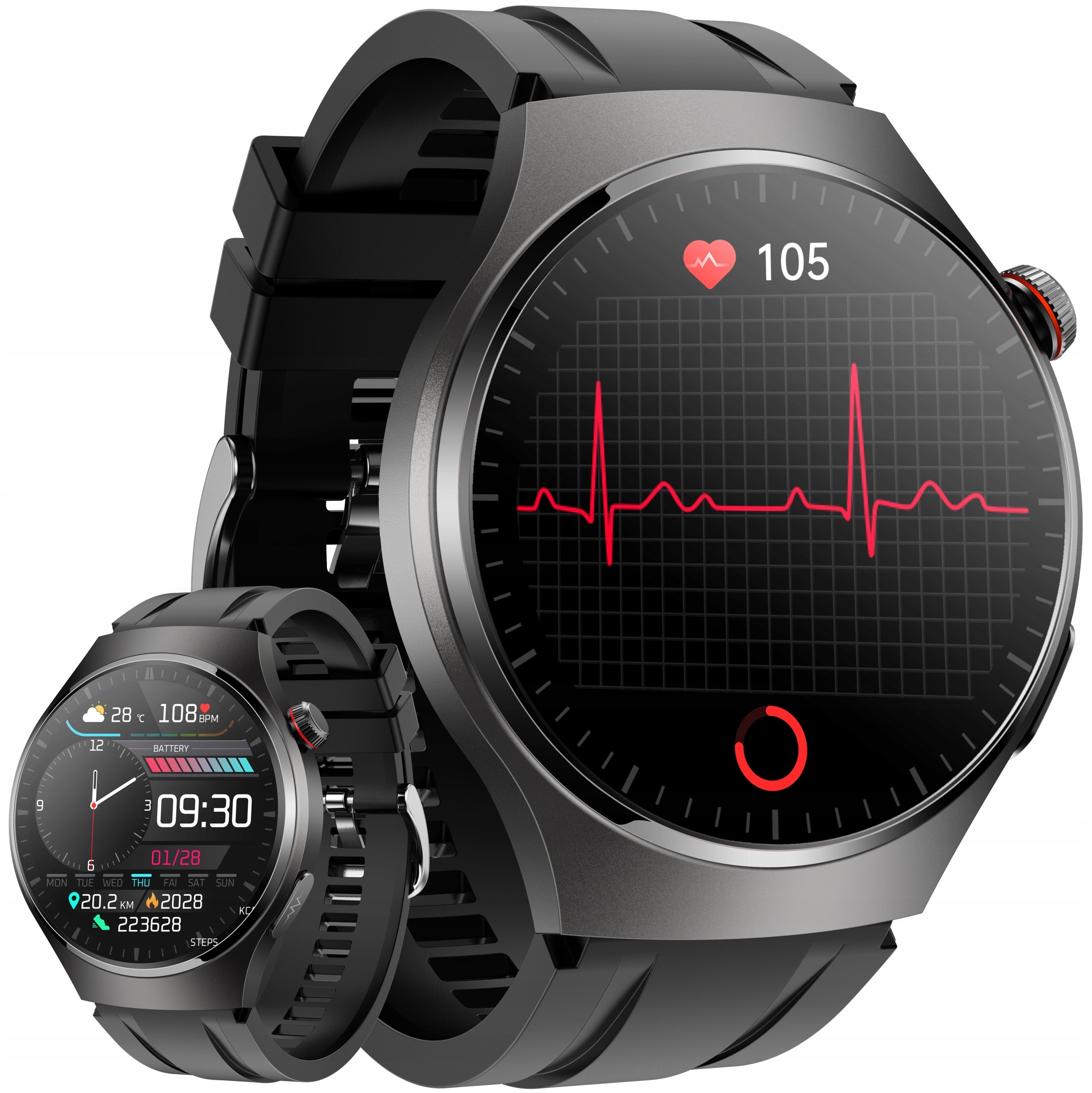 SMARTWATCH Blood Pressure Monitor Glucose Assistant ECG Sleep Monitor AMOLED