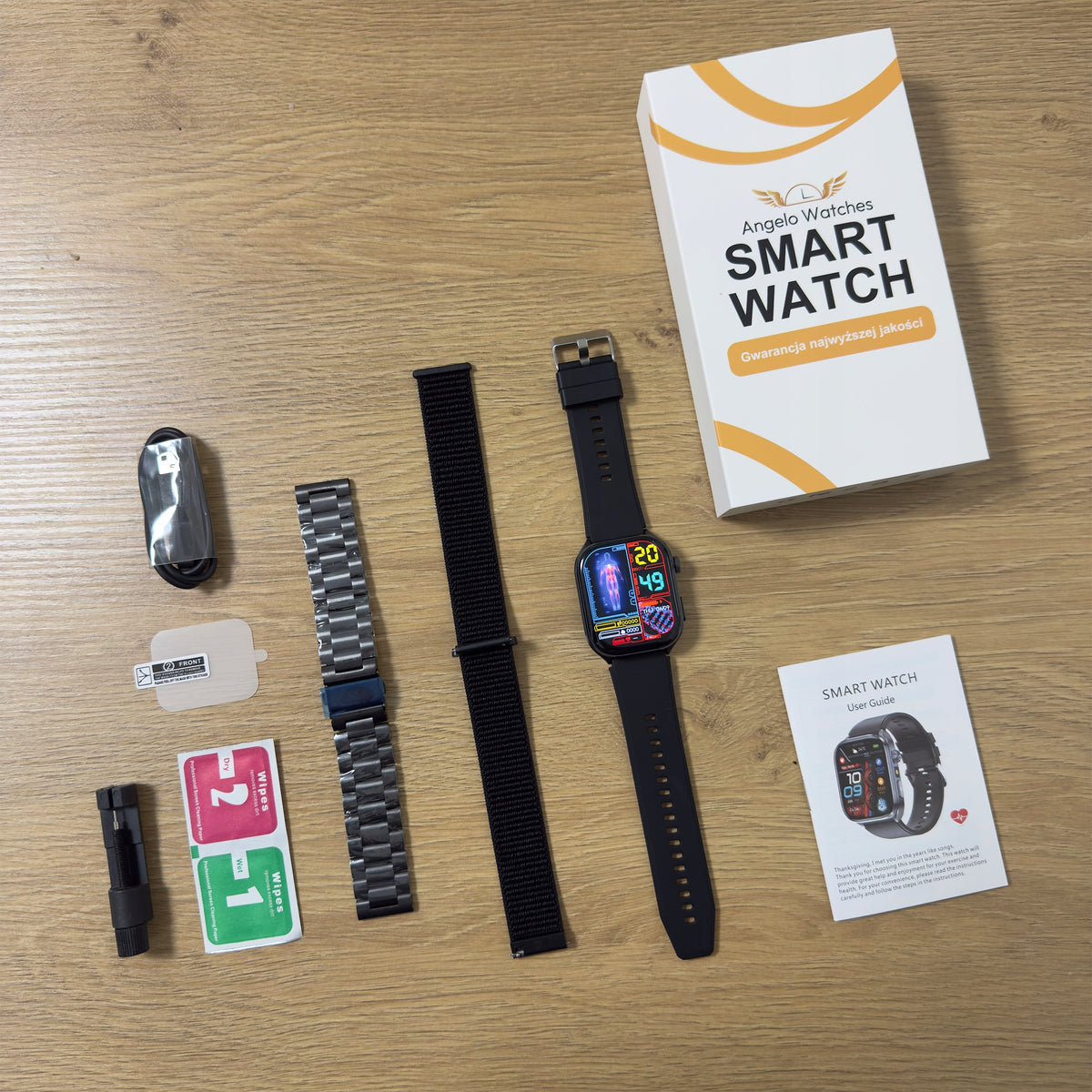 SMARTWATCH CARDIOWATCH MEN'S ECG WATCH HRV SMS CONVERSATION MENU PL + FREEBIE Brand Angelo Watches