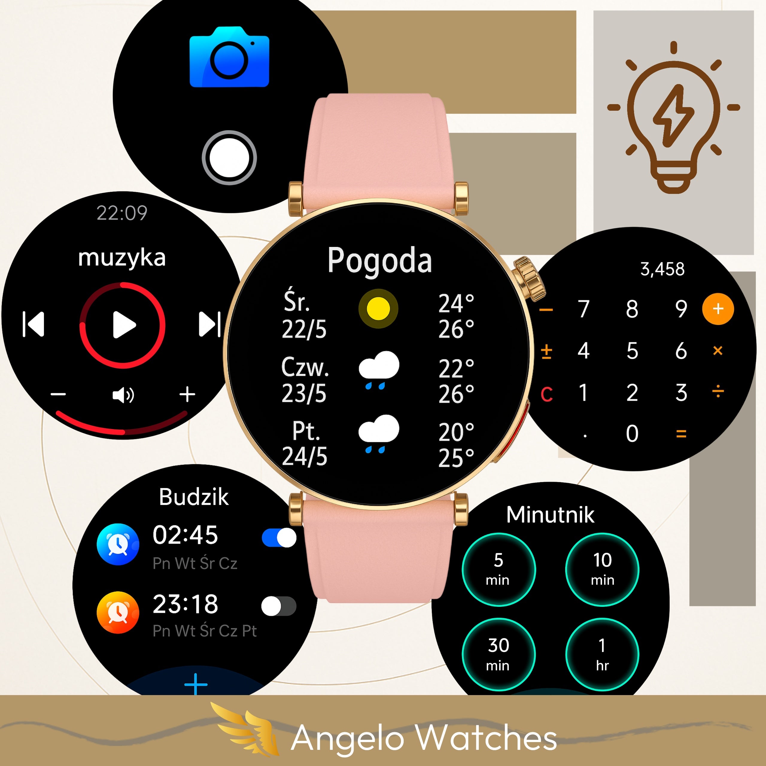 SMARTWATCH CARDIOWATCH WOMEN'S ECG PPG BPM HRV CALLS SMS MENU PL + FREEBIES Packaging status original
