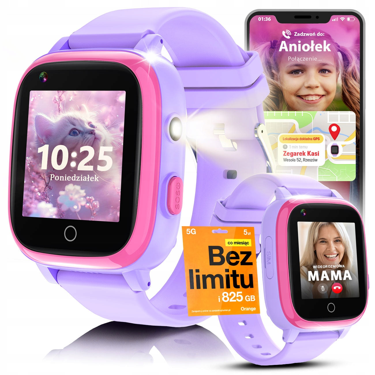SMARTWATCH CHILDREN'S WATCH PHONE GPS SMS TALK GAMES LEARNING ENGLISH