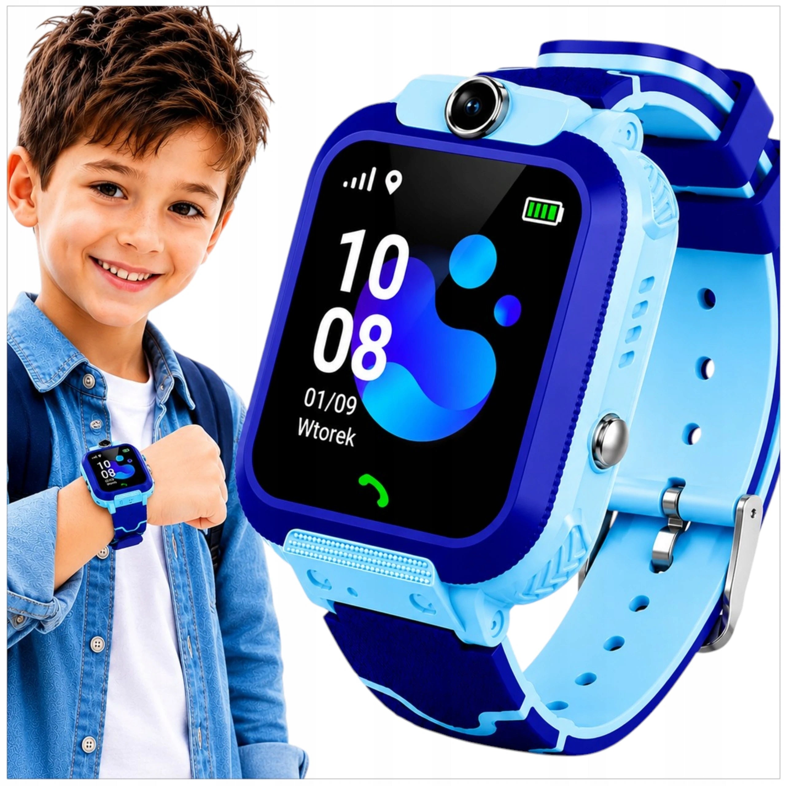 SMARTWATCH FOR CHILDREN BLUE WATERPROOF LOCATOR WATCH PHONE SMS Packaging status original