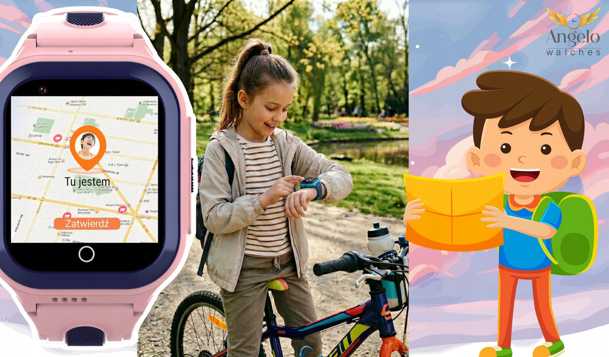 SMARTWATCH FOR CHILDREN GPS LOCATOR SOS CONVERSATIONS LEARNING TO PLAY CAMERA MENU PL Brand Angelo Watches