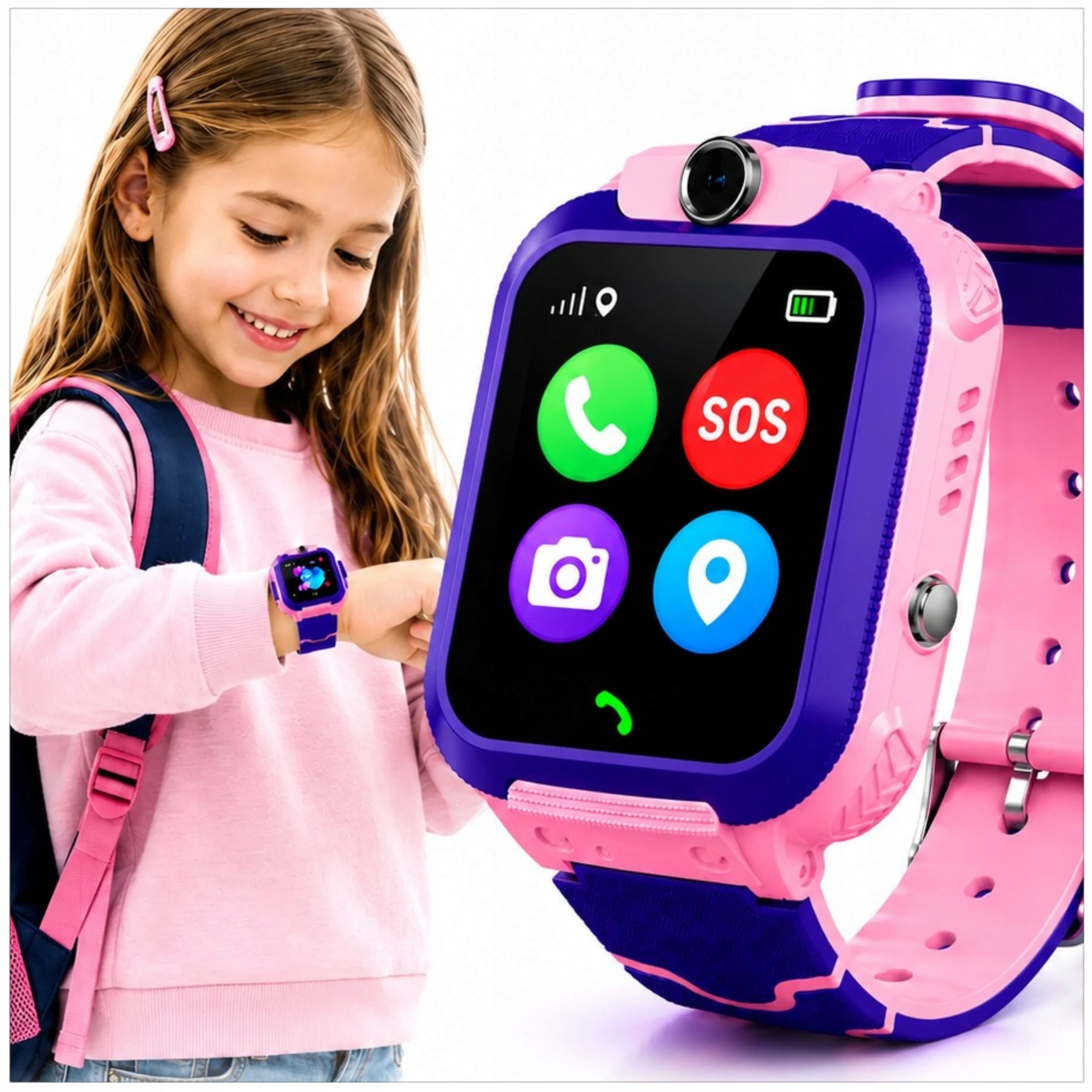 SMARTWATCH FOR CHILDREN PINK WATERPROOF LOCATOR WATCH PHONE SMS