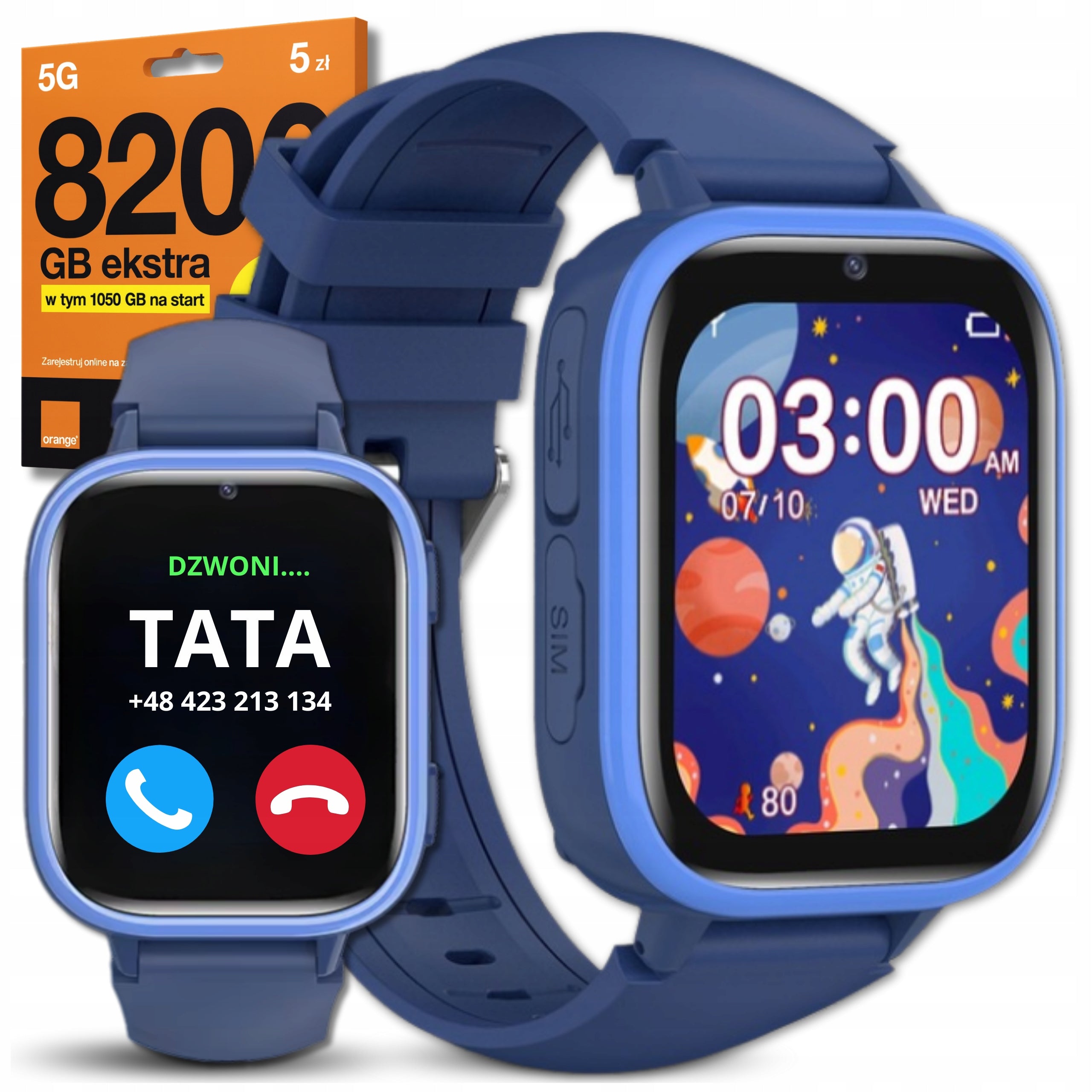 SMARTWATCH FOR KIDS WATCH CALLING PL MENU CAMERA PHONE + SIM CARD