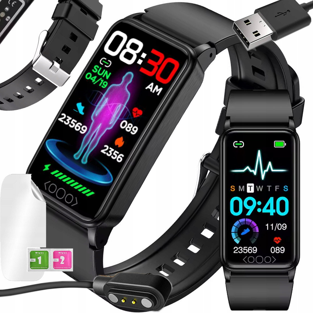 SMARTWATCH FOR MEASURING SUGAR MEDICAL GLUCOSE METER TEMPERATURE PL TALK MENU