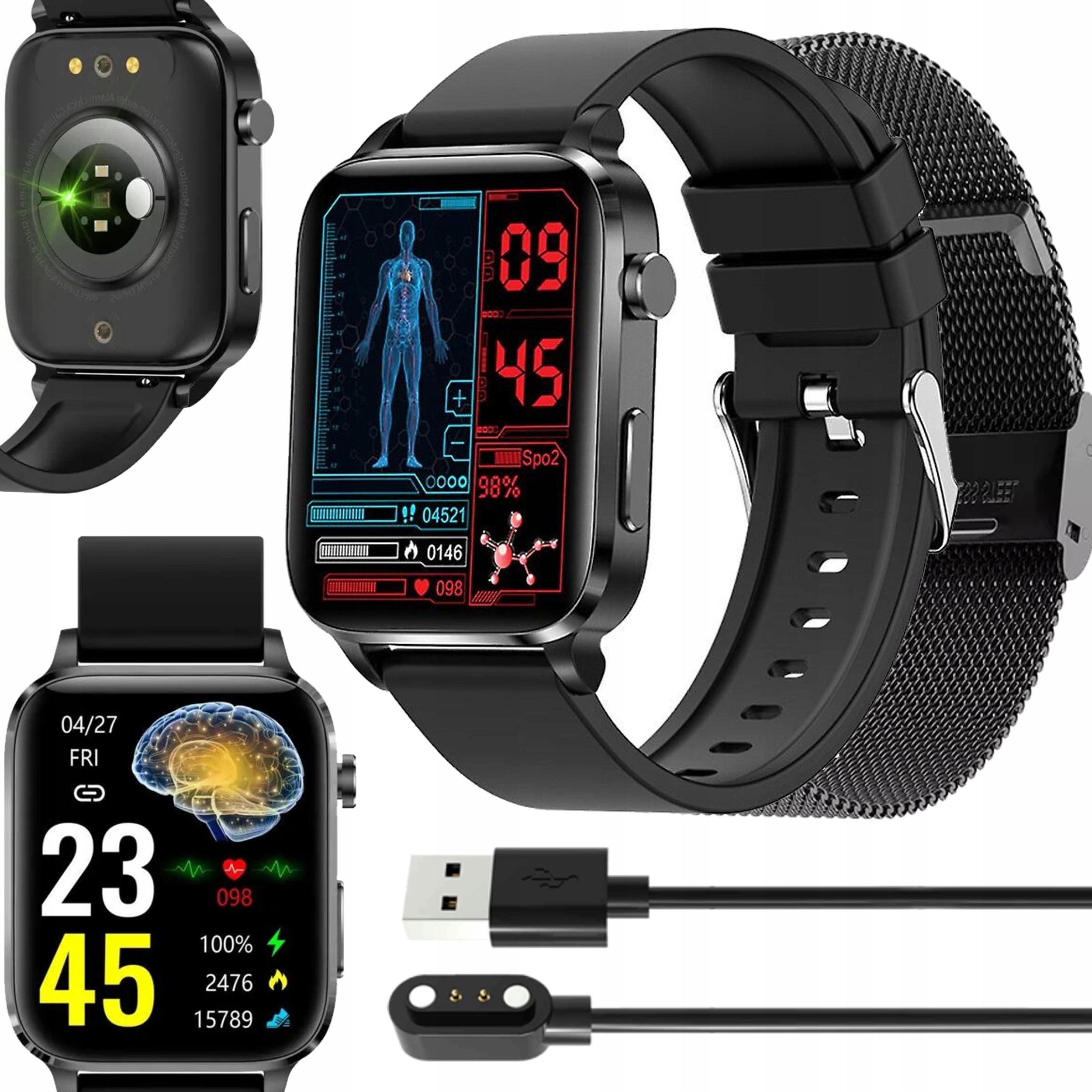 SMARTWATCH FOR SENIOR GLYCEMIA PRESSURE HEART RATE TEMPERATURE OXYGEN MENU PL Model other