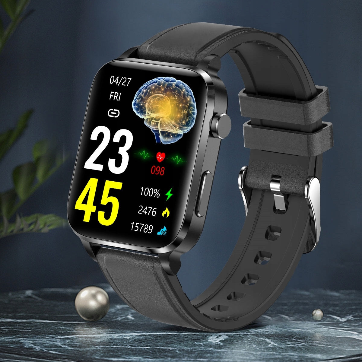 SMARTWATCH FOR SENIOR GLYCEMIA PRESSURE HEART RATE TEMPERATURE OXYGEN MENU PL Strap material other