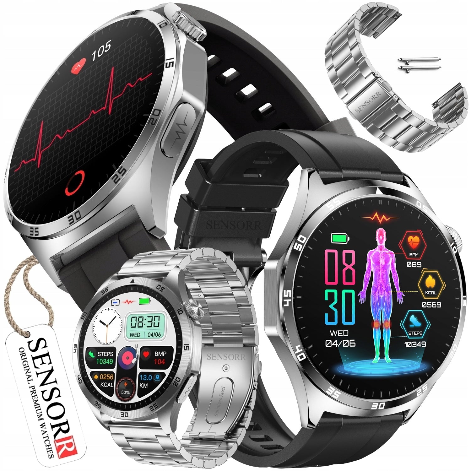 SMARTWATCH MEN'S AMOLED TALK EKG SUGAR MEASUREMENT PRESSURE TEMPERATURE PL
