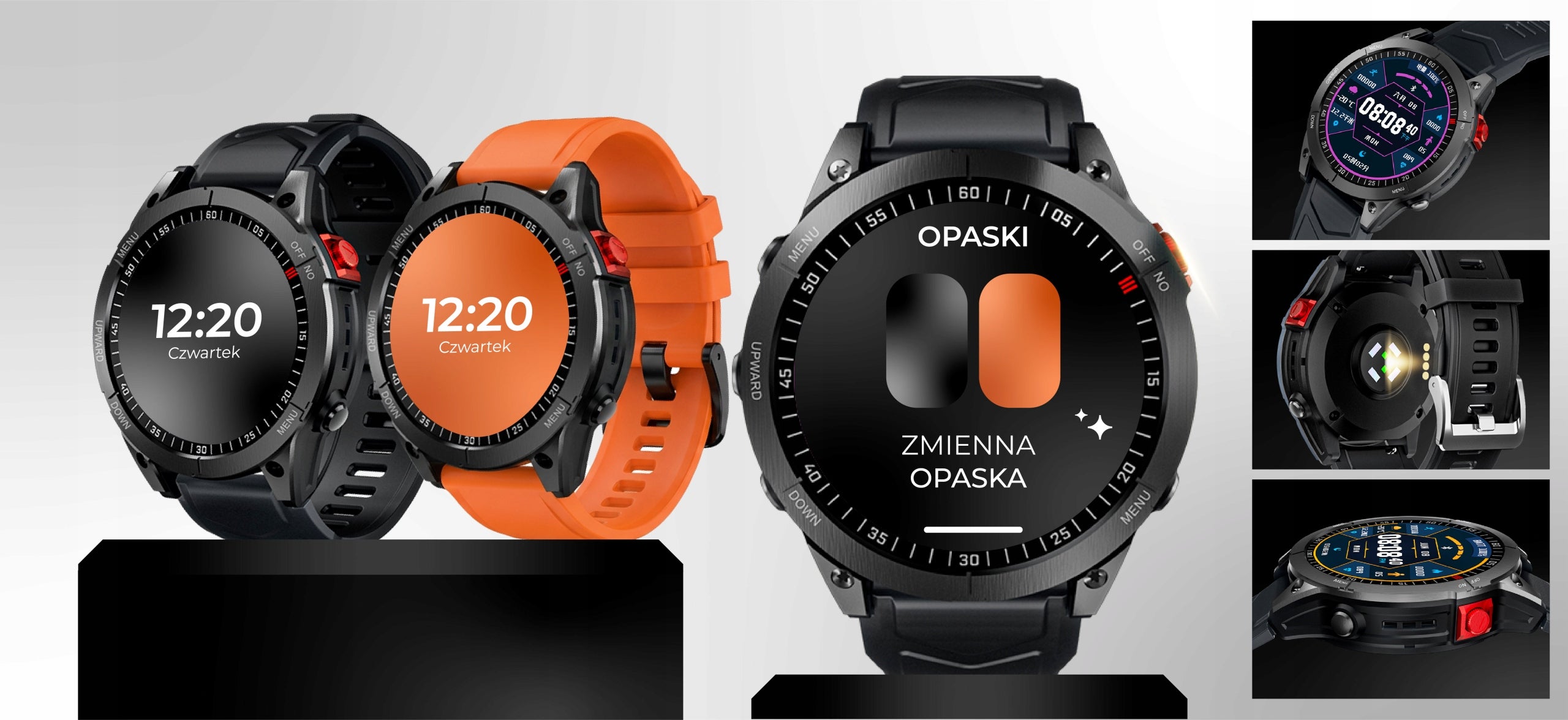 SMARTWATCH MEN'S CONVERSATIONS NOTIFICATIONS SPORT SUGAR POLISH MENU Manufacturer code Smart watch męski