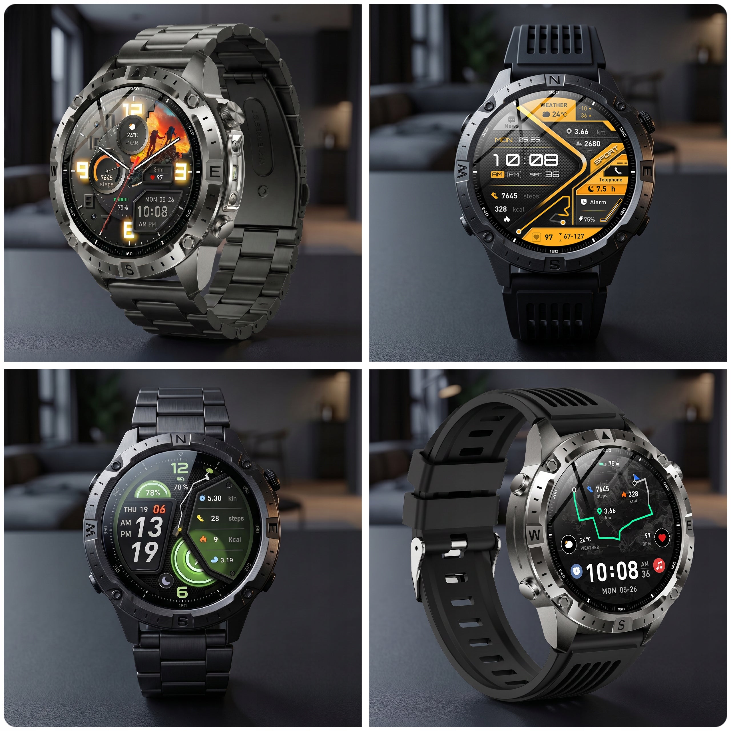 SMARTWATCH MEN'S GPS MAP WATCH WATERPROOF ASSISTANT AI AMOLED WHATSAPP Packaging status original