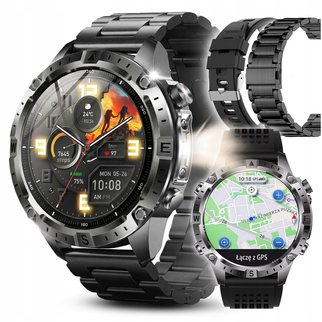 SMARTWATCH MEN'S GPS MAP WATCH WATERPROOF ASSISTANT AI AMOLED WHATSAPP