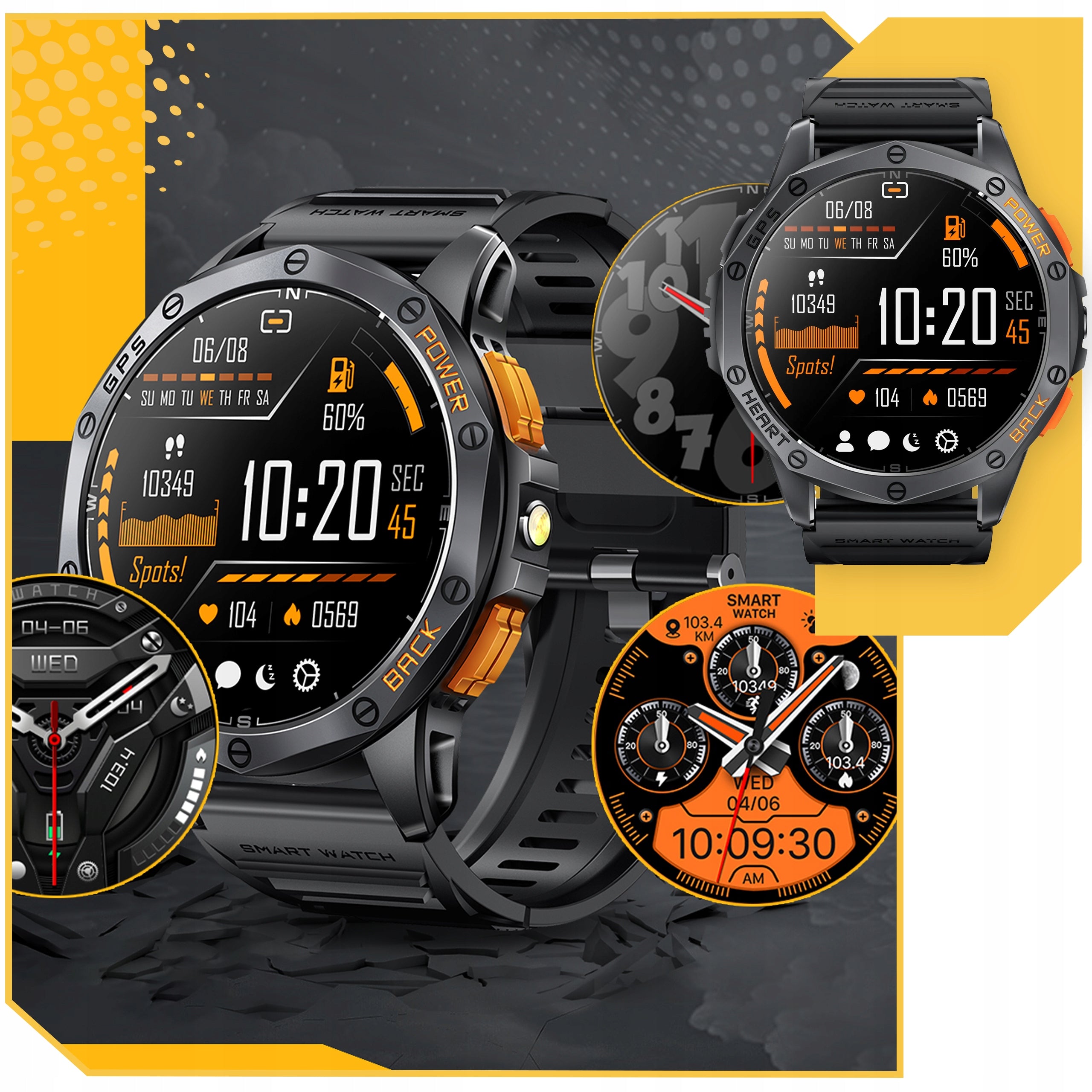 SMARTWATCH MEN'S GPS MENU POLISH WATERPROOF SPORTS TALK BT 5.3 AMOLED Packaging status original