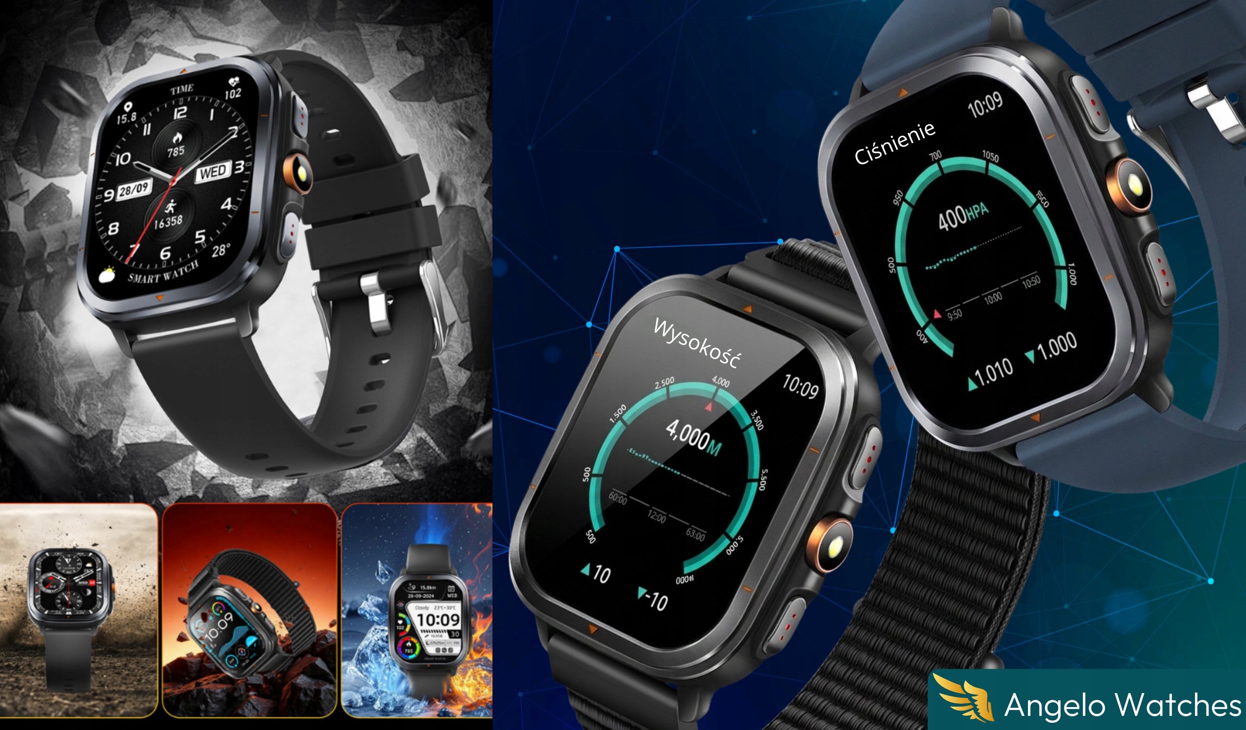 SMARTWATCH MEN'S GPS MILITARY TALK BT FLASHLIGHT COMPASS ALTIMETER Packaging status original