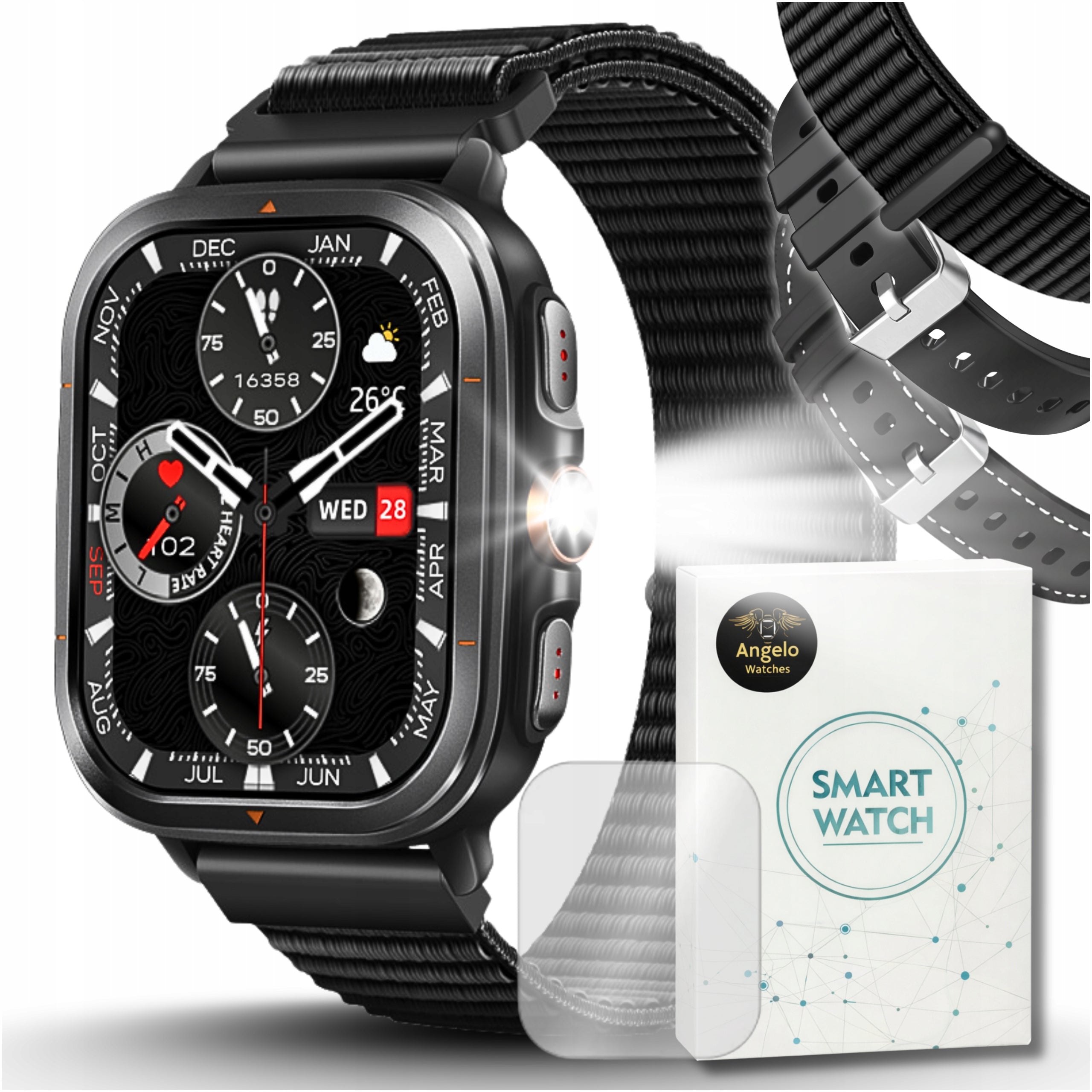 SMARTWATCH MEN'S GPS MILITARY TALK BT FLASHLIGHT COMPASS ALTIMETER