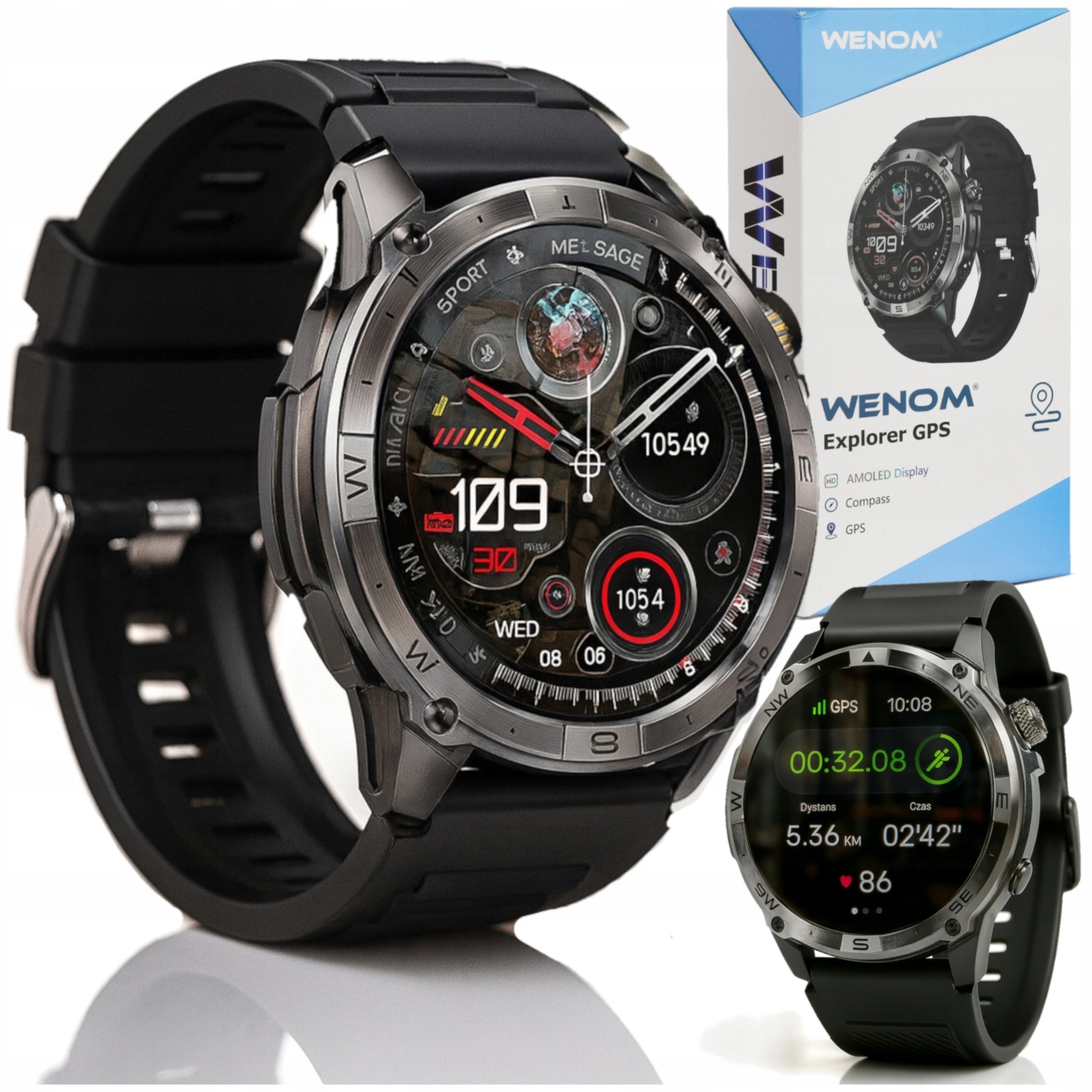 SMARTWATCH MEN'S GPS WATCH WATERPROOF IP68 3ATM MENU PL TALK AMOLED Packaging status original
