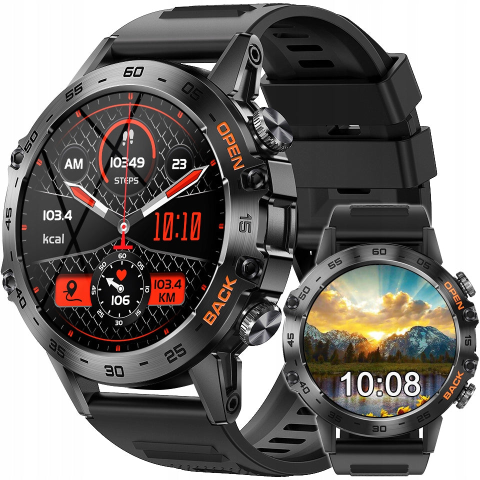 SMARTWATCH MEN'S HAMMER BLACK K52 black 2 pcs bracelet + protective glass