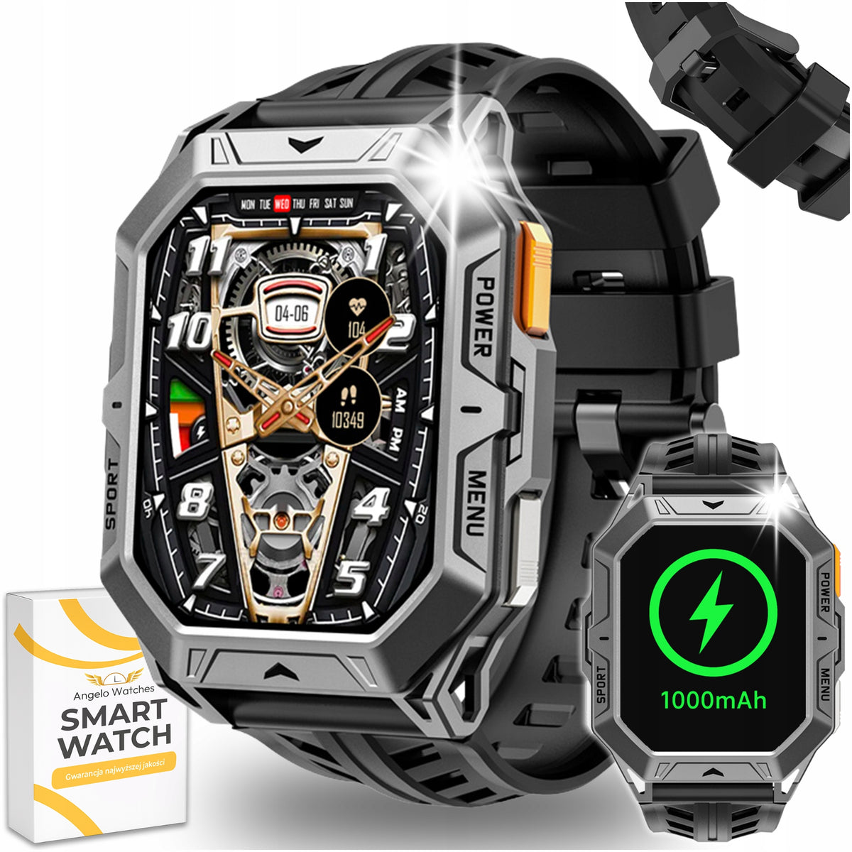 SMARTWATCH MEN'S MILITARY WATERPROOF CONVERSATION MENU POLISH AMOLED 1000mAH Brand Angelo Watches