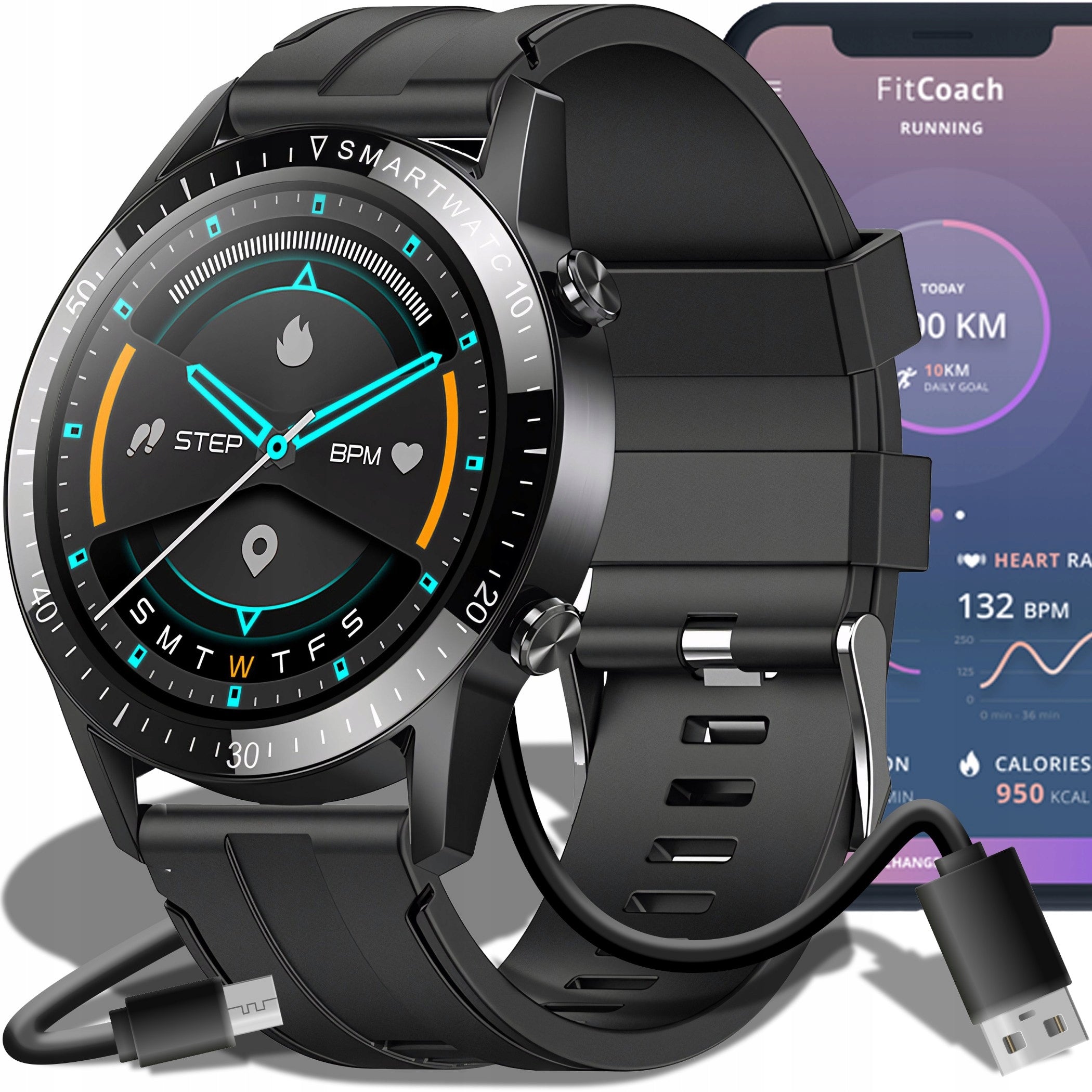 SMARTWATCH MEN'S TALK PL MENU SPORTS MODES HEALTH