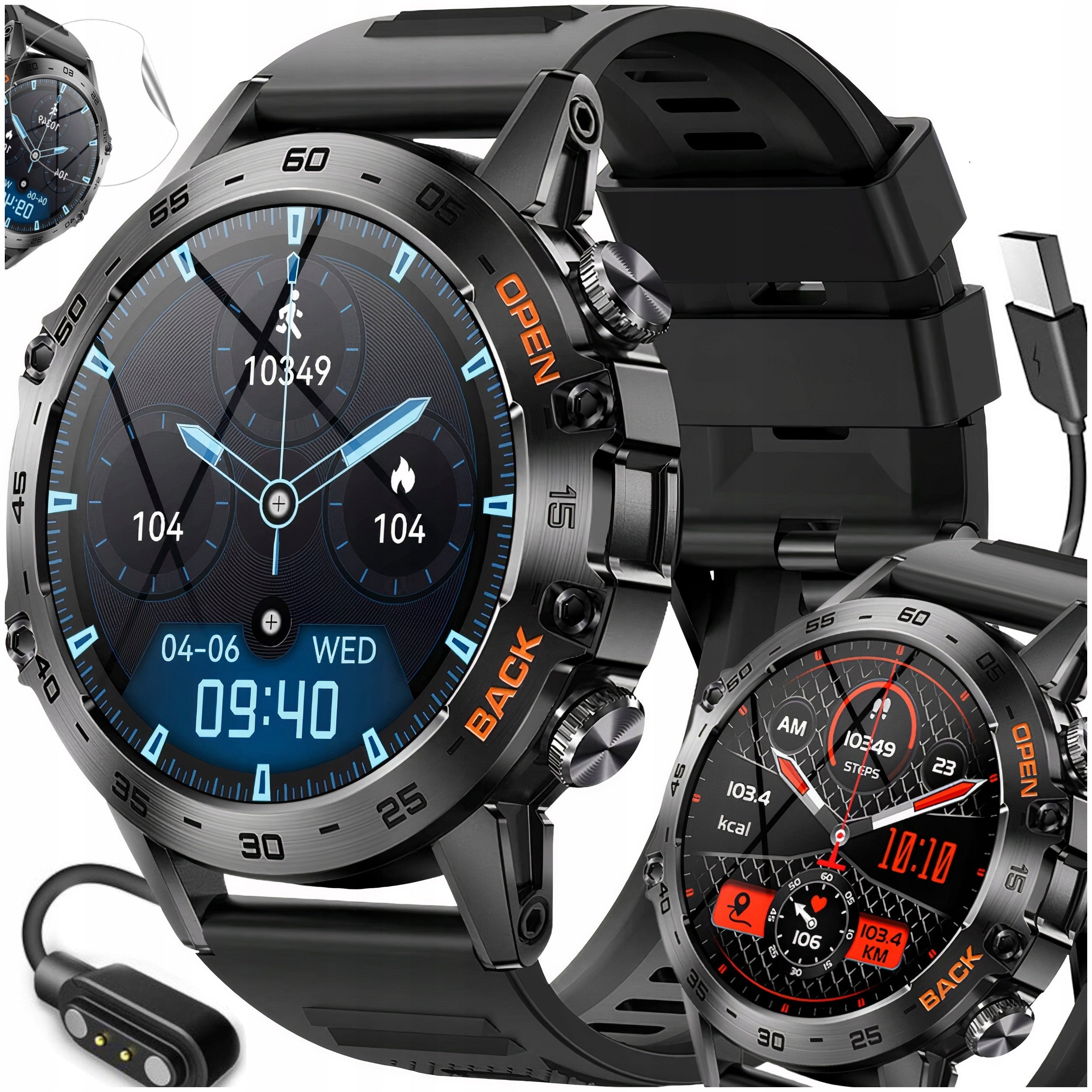 SMARTWATCH MEN'S TALK WATCH WATERPROOF MENU PL 400 mAh + GLASS FREEBIE