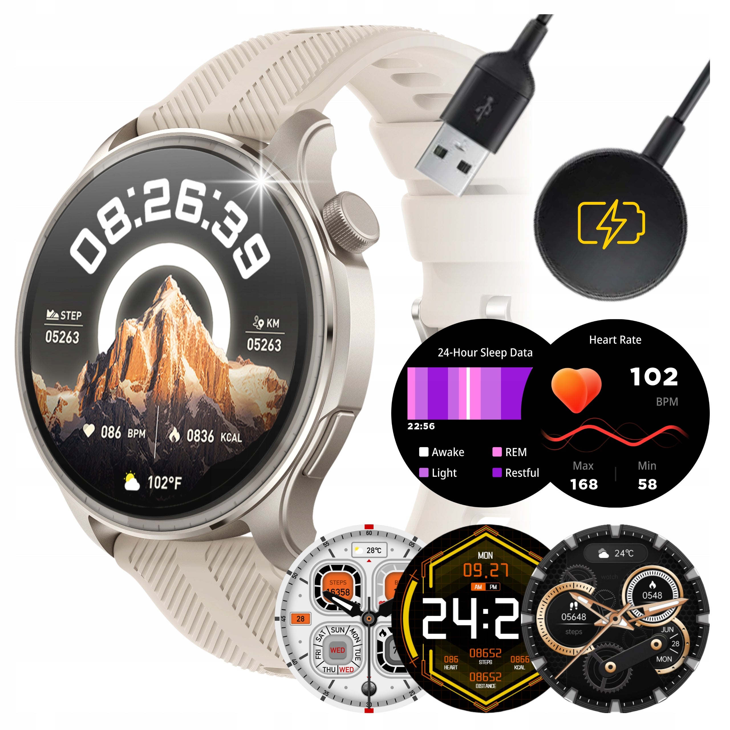 SMARTWATCH MEN'S WATCH AMOLED SPORT MENU PL WATERPROOF TALK LARGE