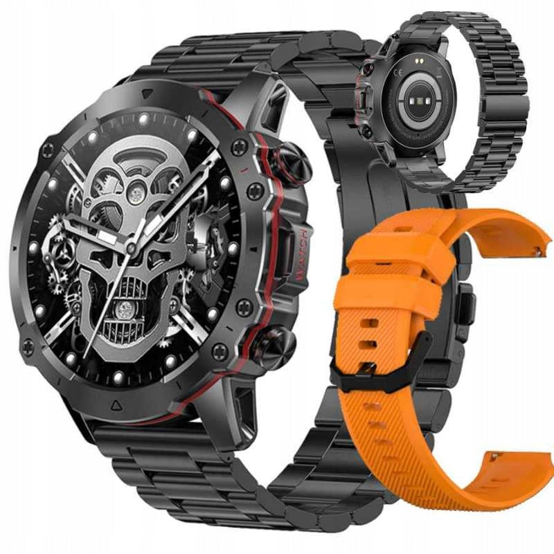 SMARTWATCH MEN'S WATCH CALLS HEART RATE BT 400mAh! BELT + BRACELET Color orange